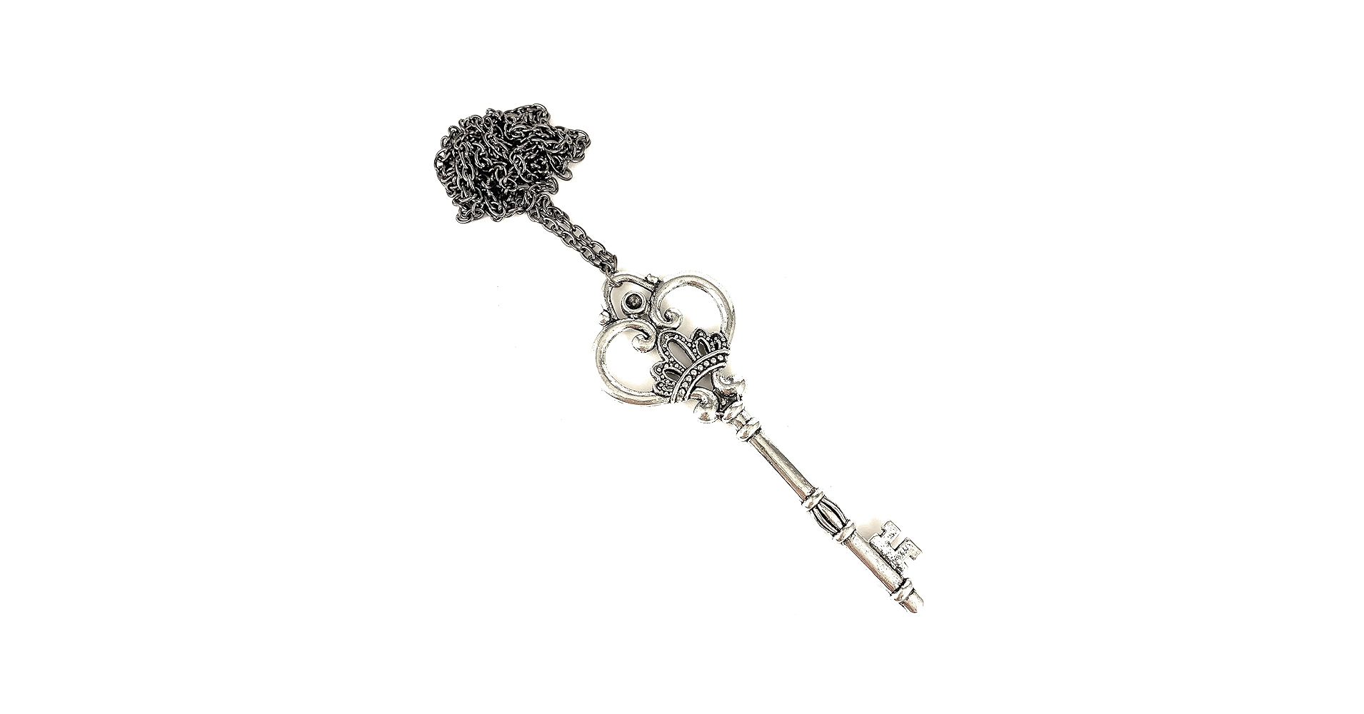 Amazon.com: Antiqued Silver Key Necklace 27 Long Necklace