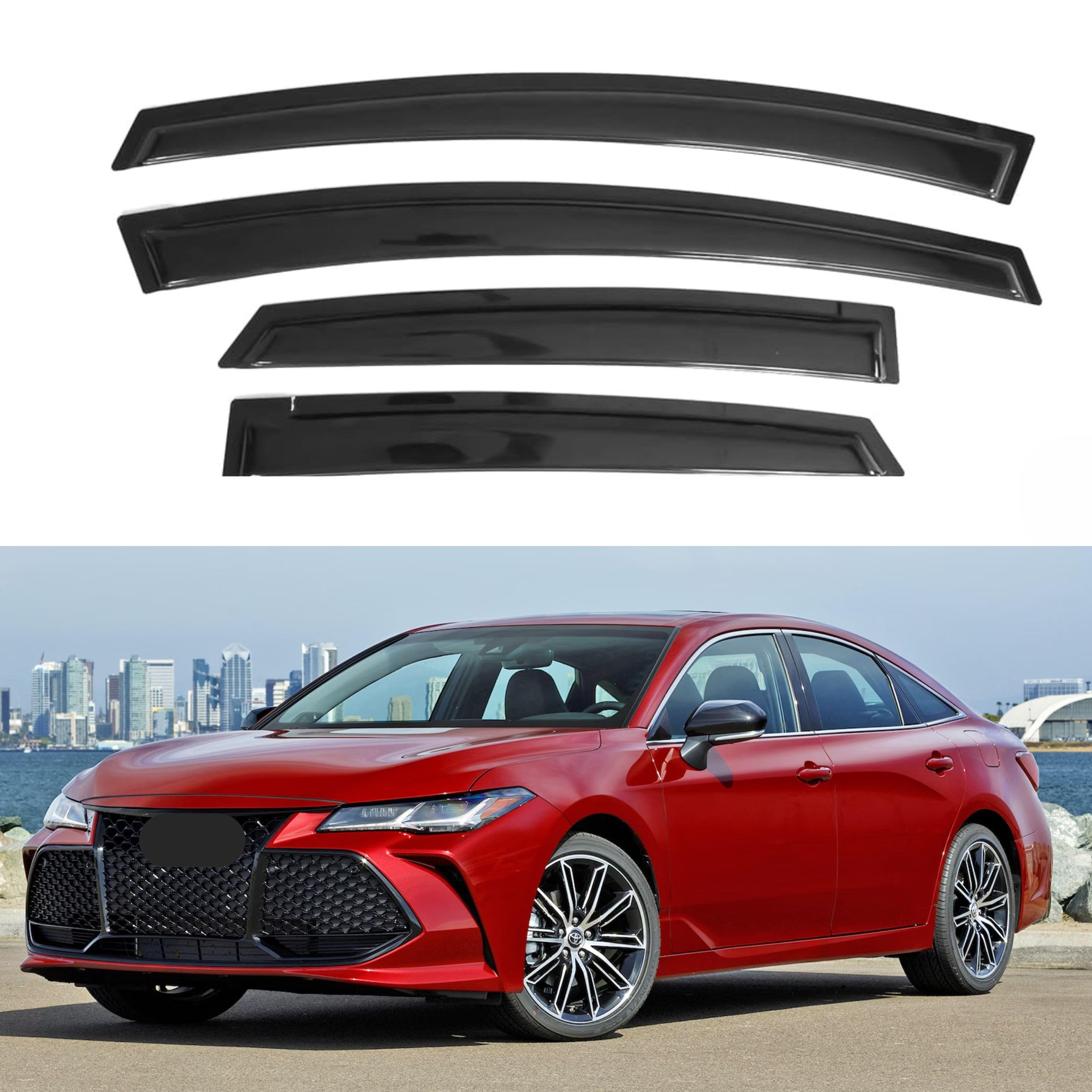 IG Window Visor for Toyota Avalon 2019-2022, Rain Guard Tape-On Extra Durable Sun Wind Side Vent Window Deflector, 2019 2020 2021 2022