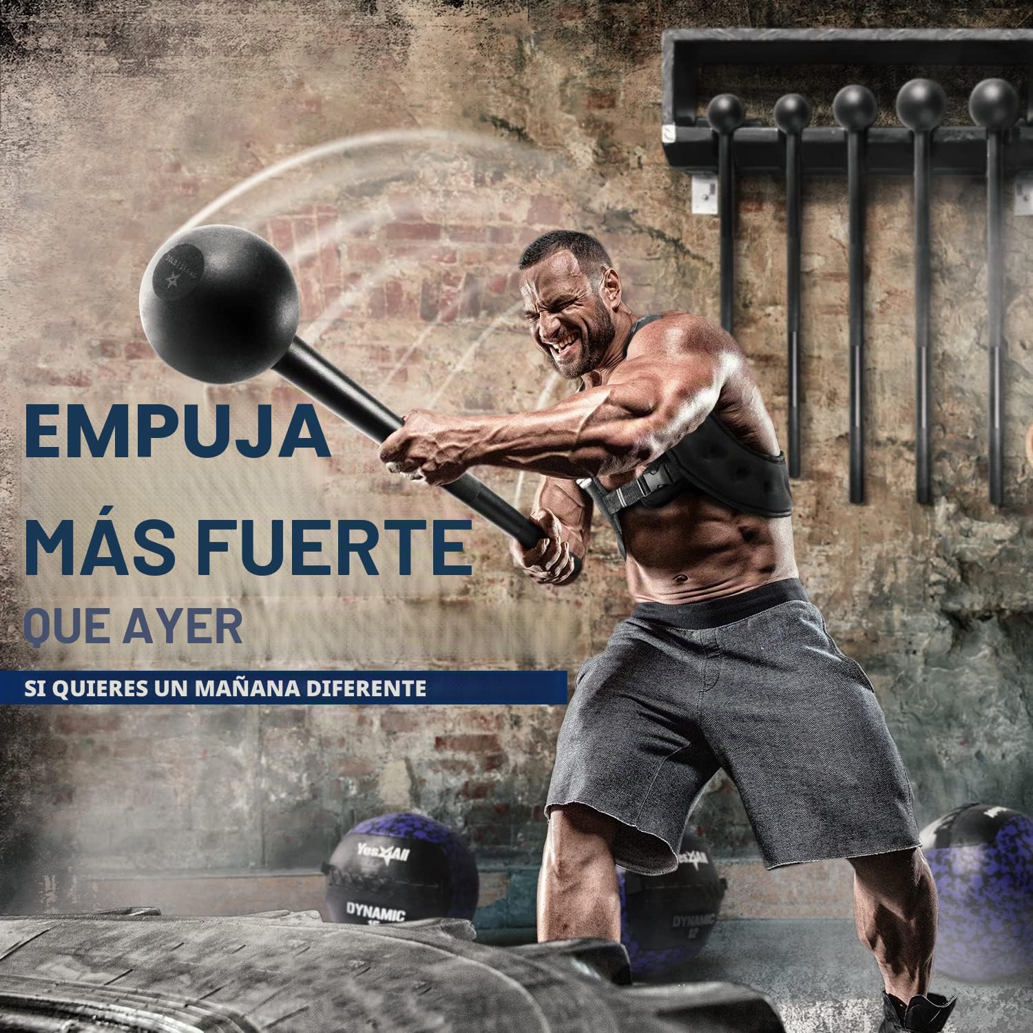 Yes4All Mace Bell de Acero para Entrenamiento de Fuerza, Entrenamiento de Hombros, empuñaduras y antebrazos