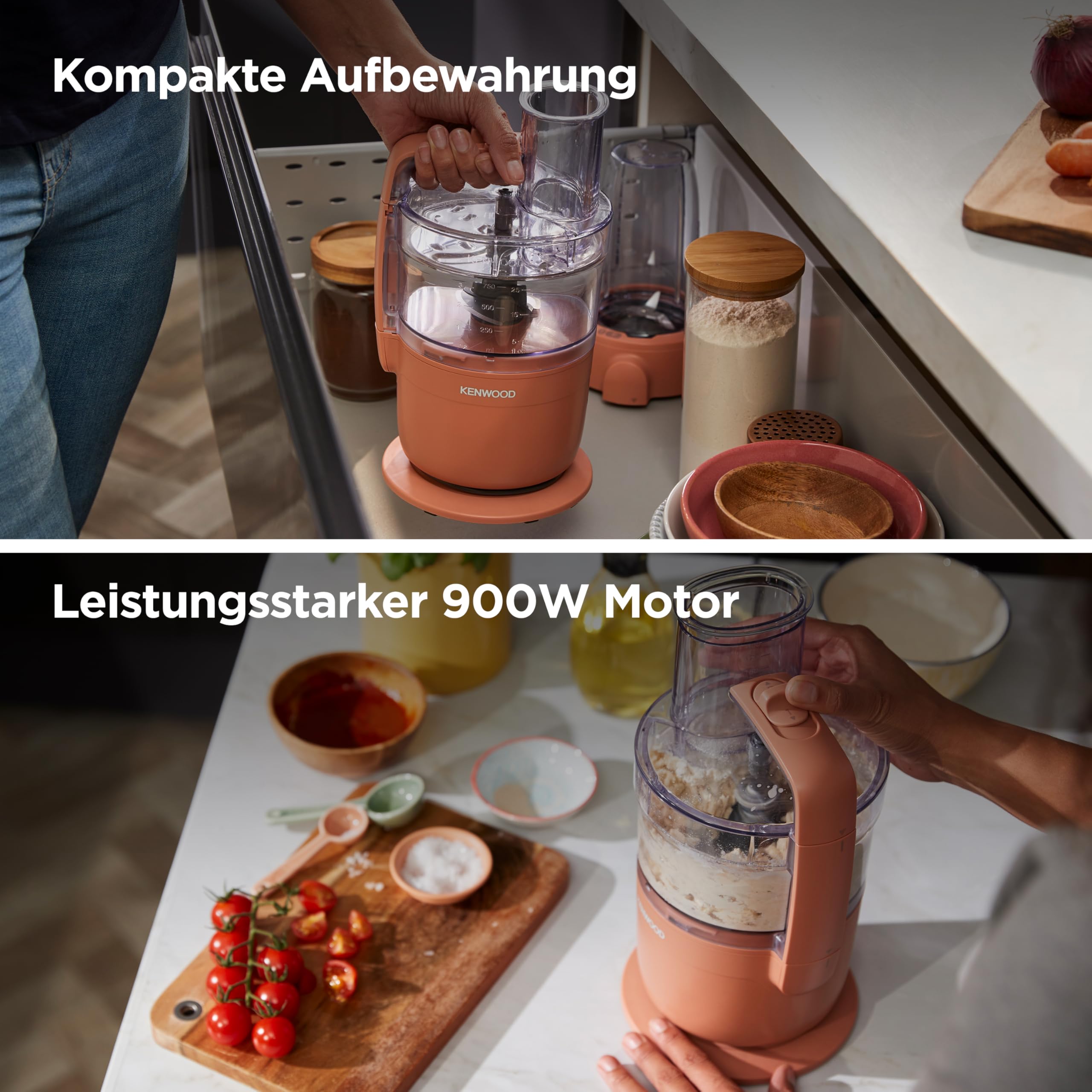 Kenwood MultiPro Compact - Processeur alimentaire avec Express Serve, lame en acier inoxydable, disques pour couper et râper, récipient de 600 ml, fonction Pulse, rouge argile (FDP23.380RD)