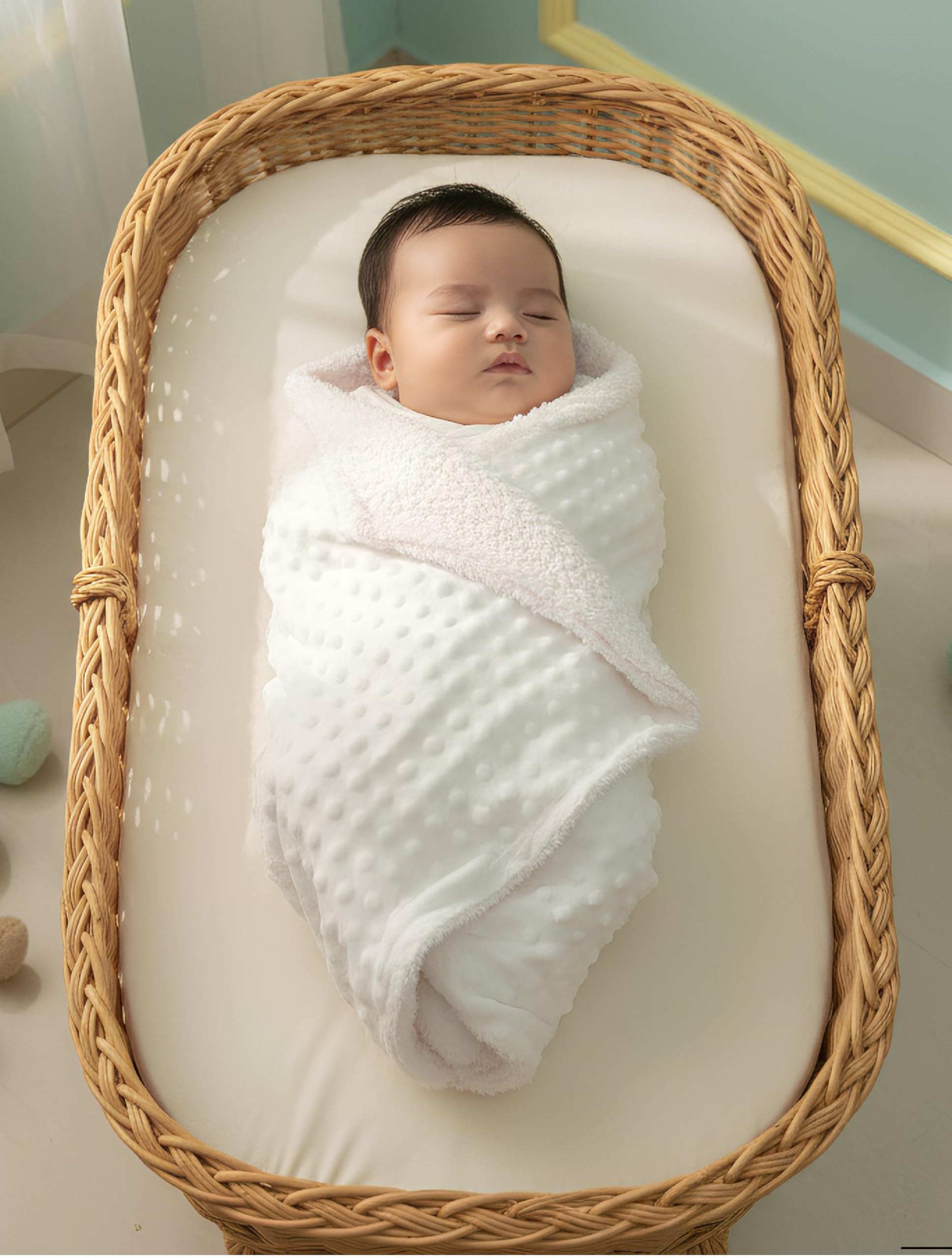 VOIDROP New Born Super Soft Baby Blanket Wrapper Quilt Cum Baby Blanket | Double Layer Warm for Newborns Infants & Toddlers | Cozy Crib Stroller & Travel Blanket for Boys & Girls (White)-image-8