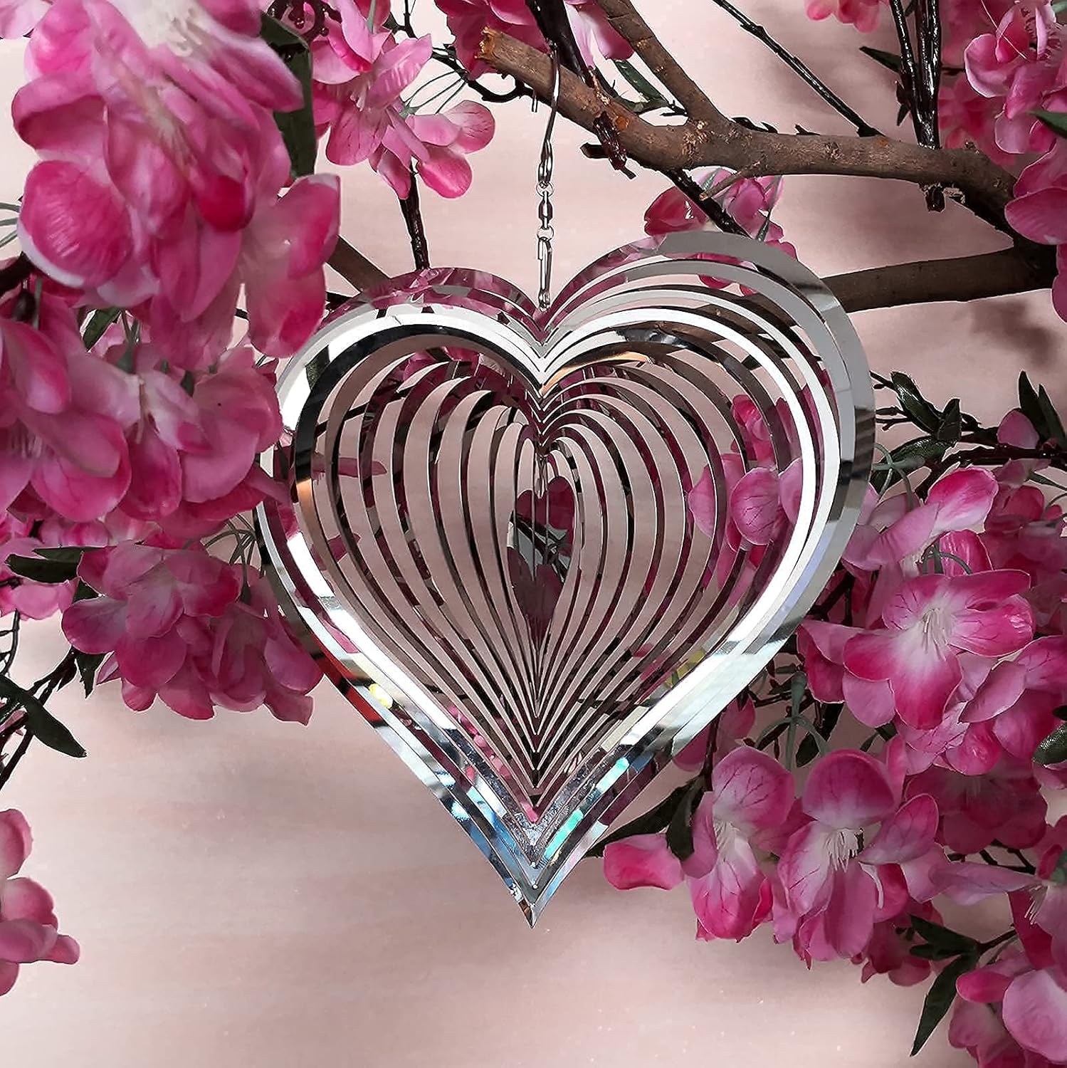 Nother Stainless Steel Wind Spinner Worth Gift Indoor Outdoor Garden Decoration Crafts Ornaments,3D Heart Pattern Crafts Ornaments Metal Wind Sculptures & Spinners Whirligig Gifts with 8inch : Patio, Lawn & Garden