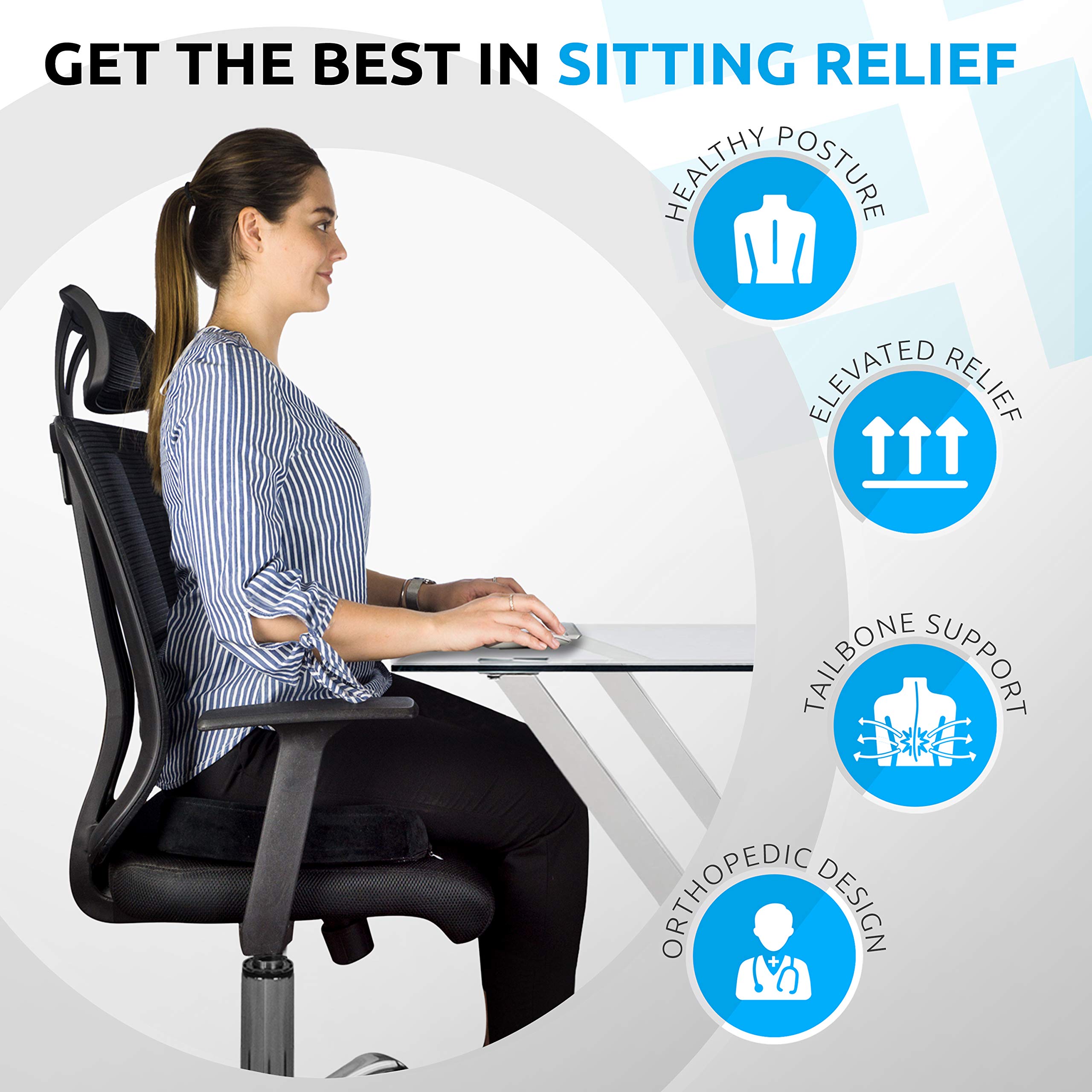 ERGONOMIC INNOVATIONS Gel Enhanced Memory Foam Seat Cushion for Office