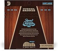 Vista 2 de D'Addario NB1152 cuerdas de guitarra acústica de bronce de níquel, luz personalizada, paquete de de 1