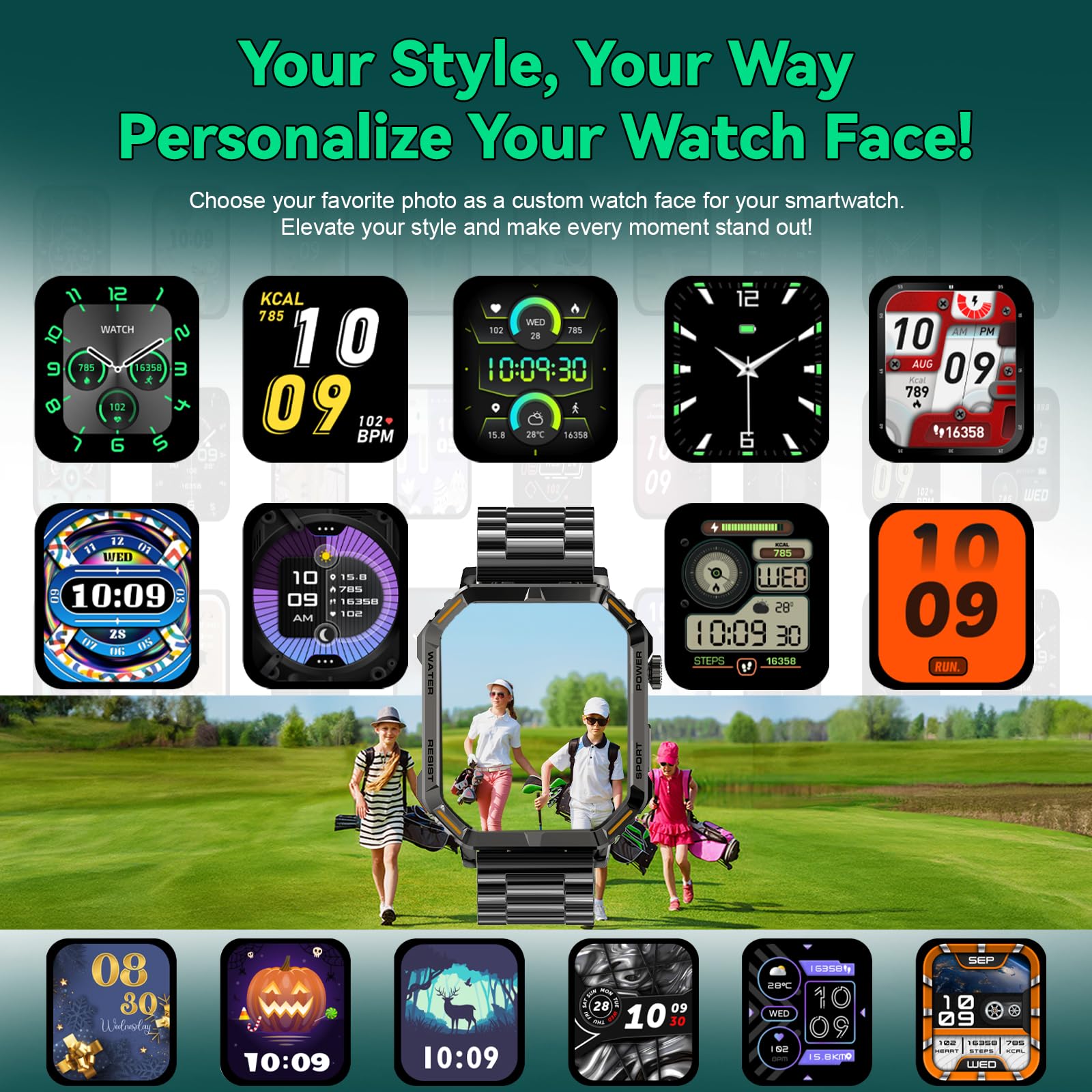 3 in 1 Smartwatch Uomo con 3 Cinturini, Orologio Smart Watch Chiamate e Assistente Vocale, Notifiche Messaggi, 100+ Modalità Sportive IP68 Fitness Tracker per Android iOS Marca