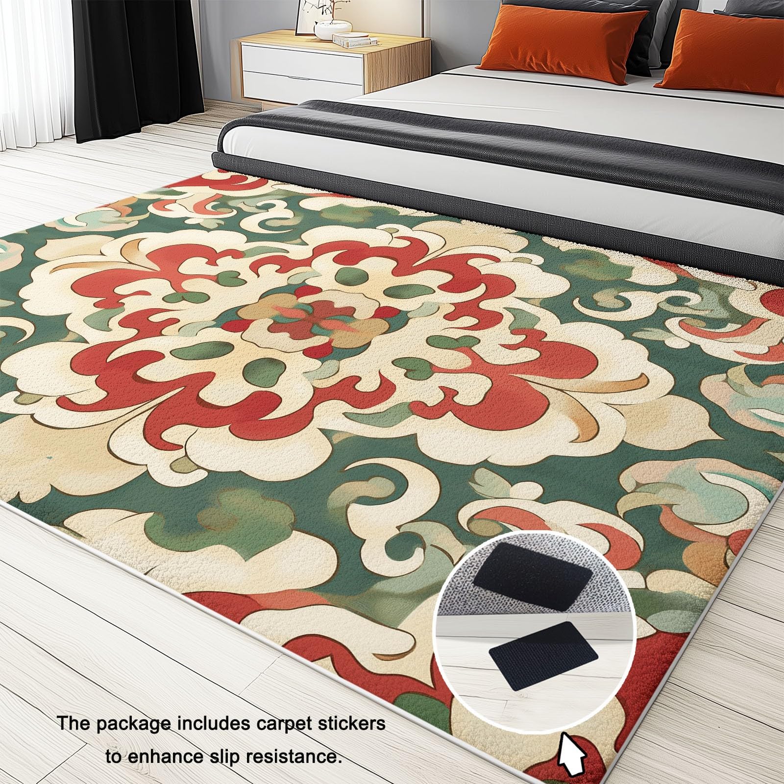 Générique Tapis Lavable en Machine 120 x 180 cm Chine Traditionnel Imprimé Tapis Poils Courts Anti-Poussière – Design Élégant et Antidérapant – Parfait pour Salon, Chambre et Couloir, Couleur