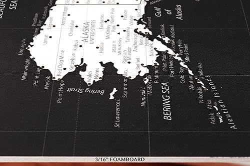Miniatura 7 de Push Pin World Map Foam Board Mounted, Sizes 24x36, 16x24, Large Travel Map (24x36)