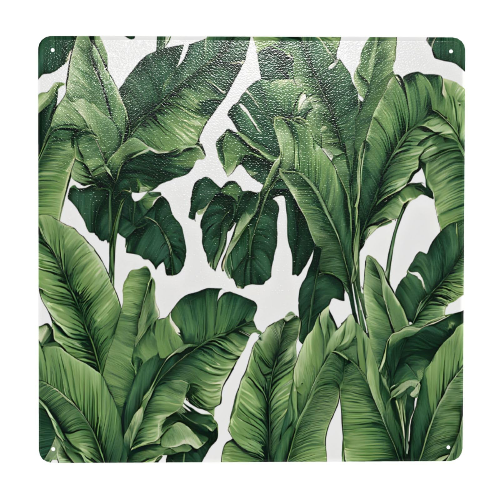 JAYWIS Tropical Banana Palm Leaf -Print Unique Metal Wall Art Decor 30x30 cm Vintage Metal Sign With Iron For Bars, Cafes, And Restaurants