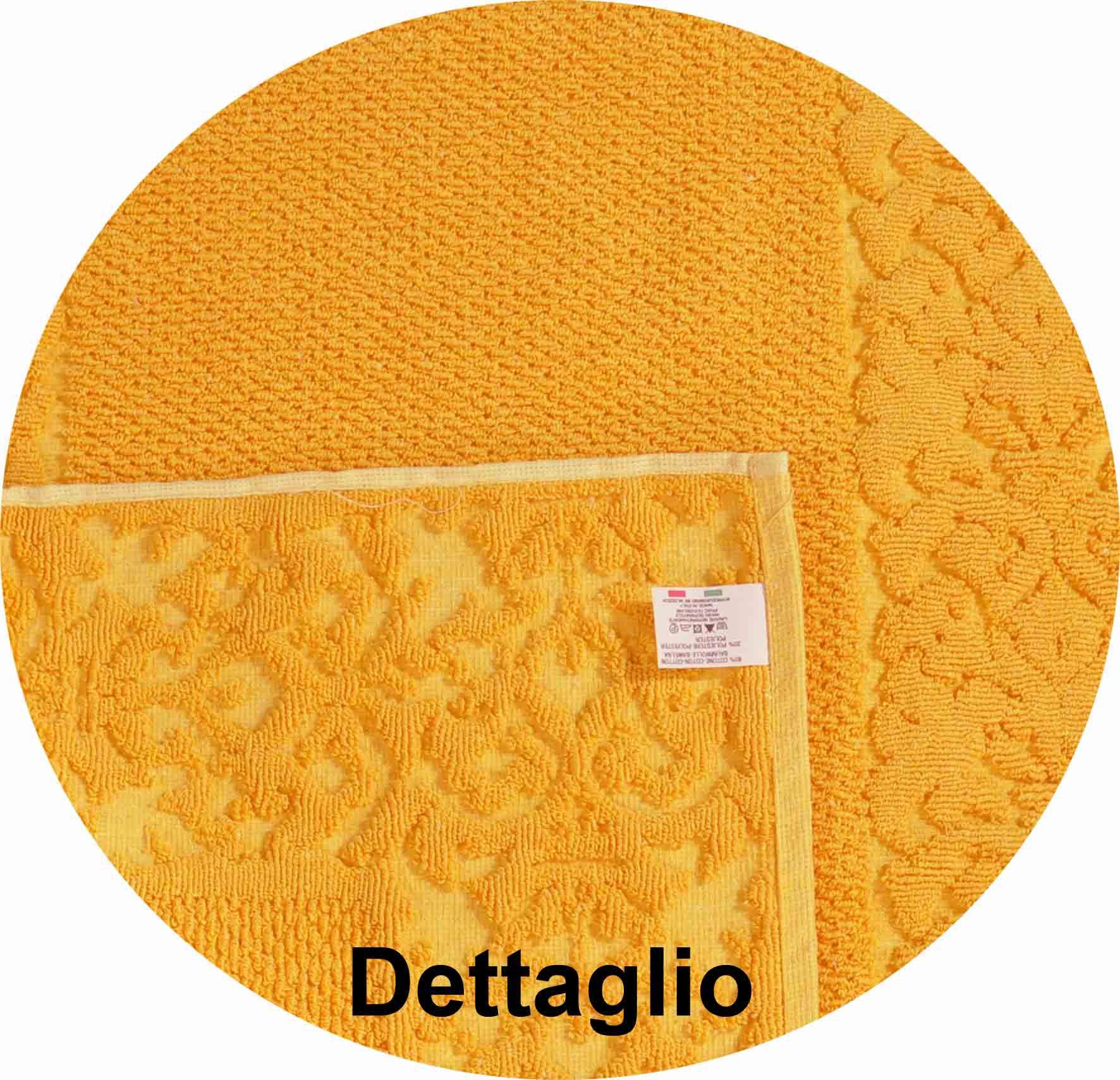 Casatessile Set Tappeti Bagno 3 Pezzi in Cotone Barocco Giallo 60x90 cm