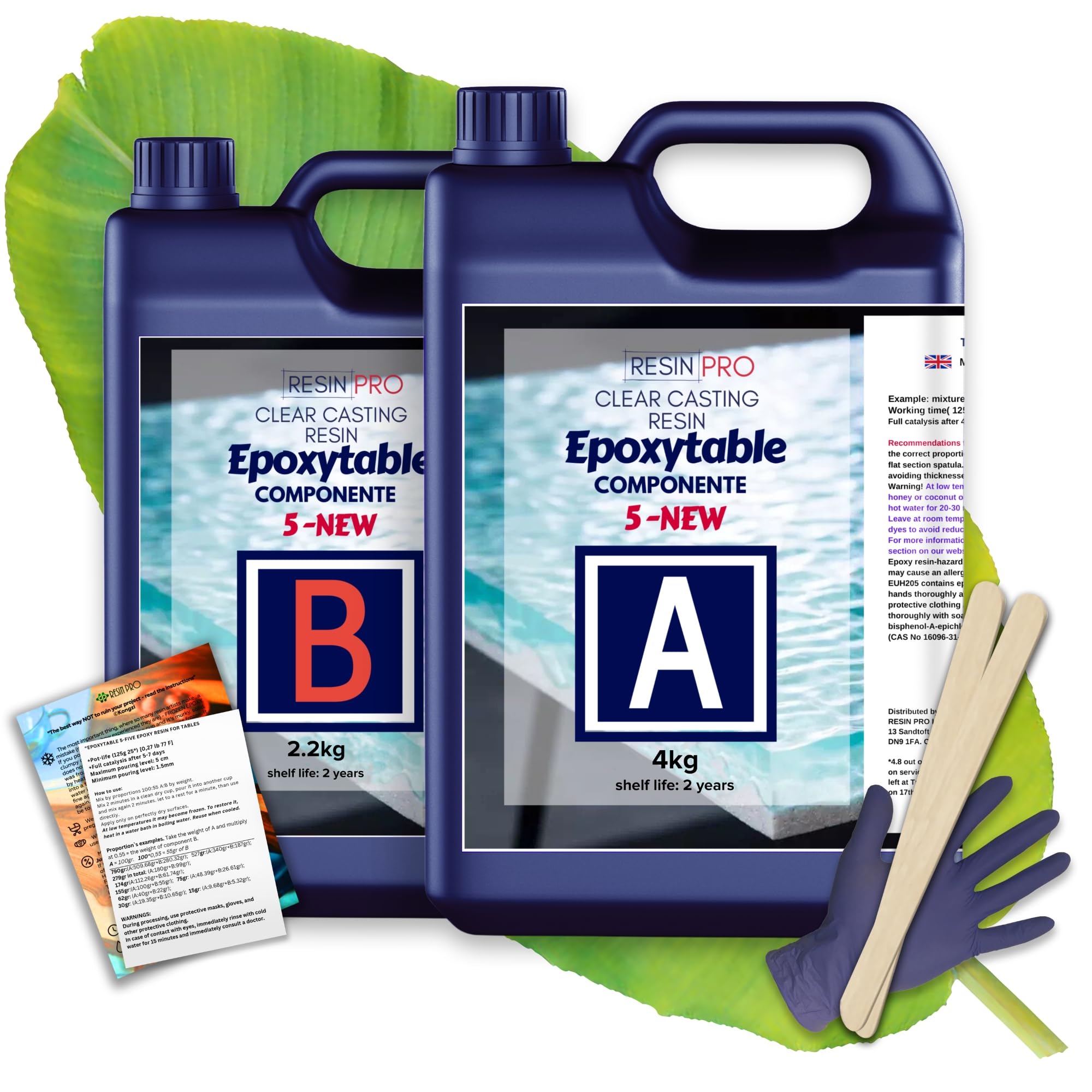 6,2 Kg Epoxy Resin Epoxytable Five Ideal for creating River Table, Furniture, Clear Casting, Countertops 5 cm, Jewellery and Artistic Creations, Non-toxic Certified, Technical Assistance in English