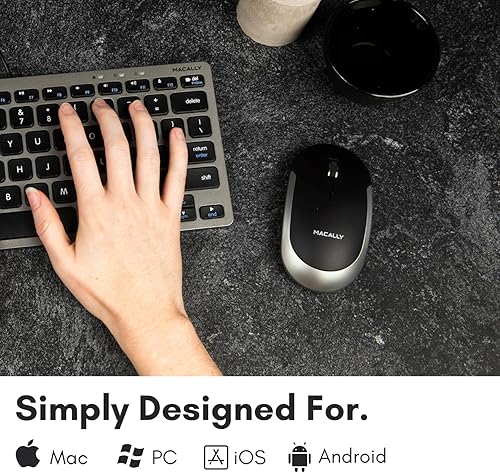 Miniatura 2 de Macally Mouse inalámbrico Bluetooth para Mac, MacBook ProAir, iPad, laptop y PC, clic silencioso y cómodo mouse inalámbrico Apple - Gris espacial