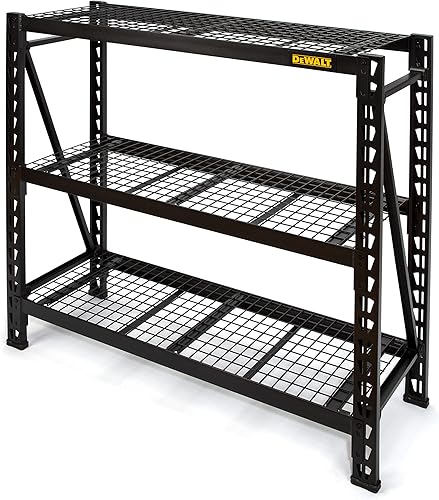 DEWALT 4-Foot Tall, 3 Shelf Steel Wire Deck Industrial Storage Rack, Adjustable for Custom Workshop/Garage Storage Solutions, Total Capacity: 4,500