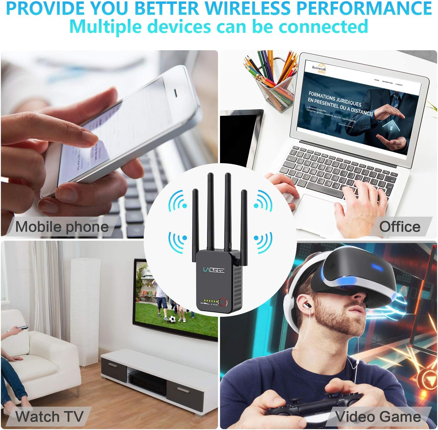 Uр Tо 40% оƒƒ LAOSGE Super WiFi Extender Signal Booster, 1200Mbps WiFi Booster Wireless Internet Amplifier 360° Full Coverage, 2.4 & 5GHz Dual Band WiFi Repeater with Ethernet/LAN Port (Black)