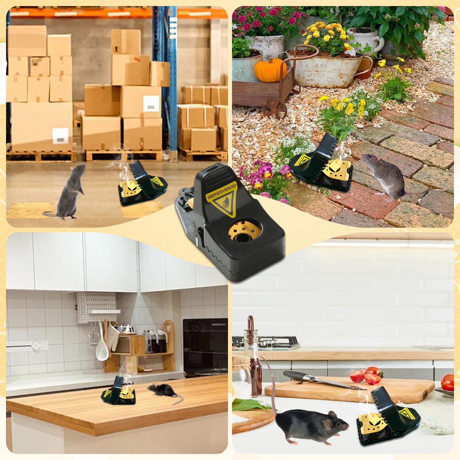 Trappole Professionali per Topi – Kit di 8 Piccole Trappole, Incluso 1 Grampo per Topi – Strumento Efficiente e Riutilizzabile per la Cattura dei