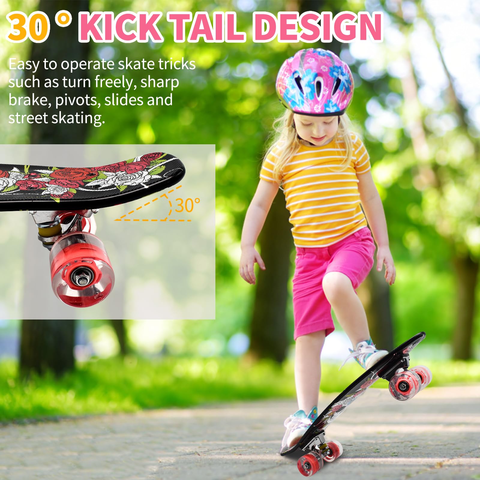 Kqpoinw スケートボード 22インチ コンプリートスケートボード 6