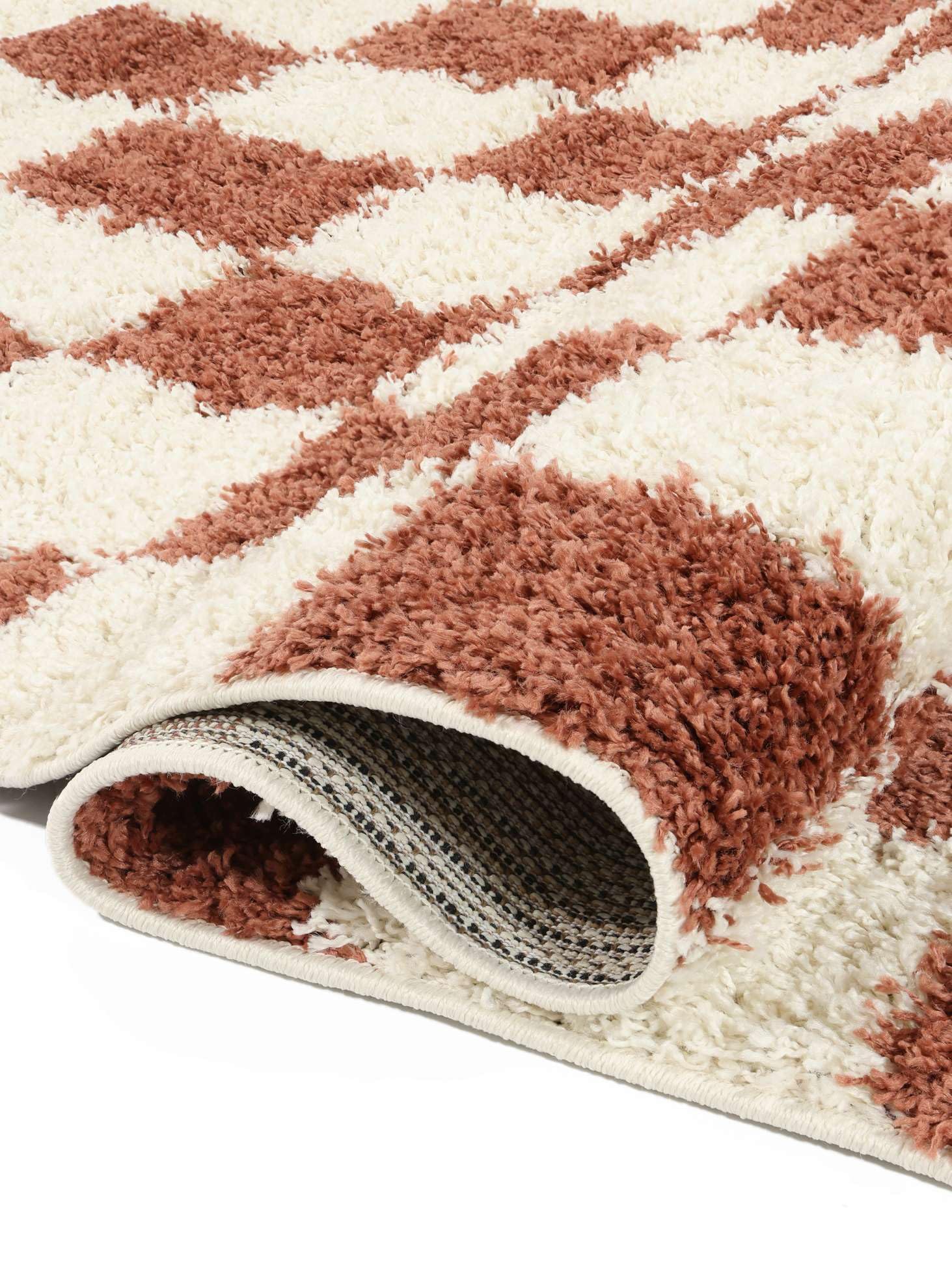 RugVista Chessie, Tappeto, Moderni, 100 x 160 cm, Rettangolare, Pelo medio, Soggiorno, Camera da letto, Lavabile solo a secco, Ruggine/Off Bianco