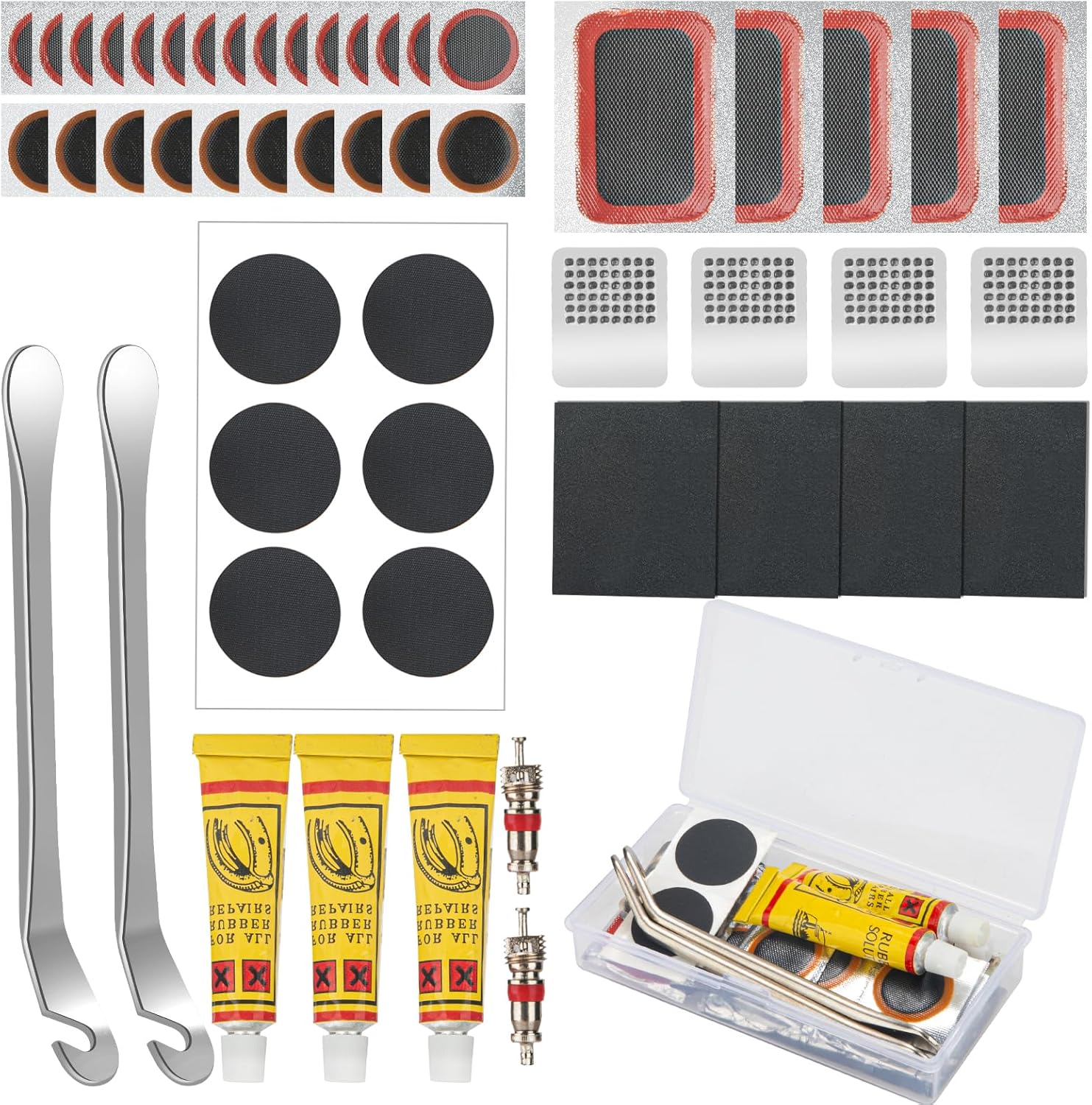 WIWJ Bicycle Repair Kit Set, 52 Pieces Tyre Repair Kit with 36 Pieces