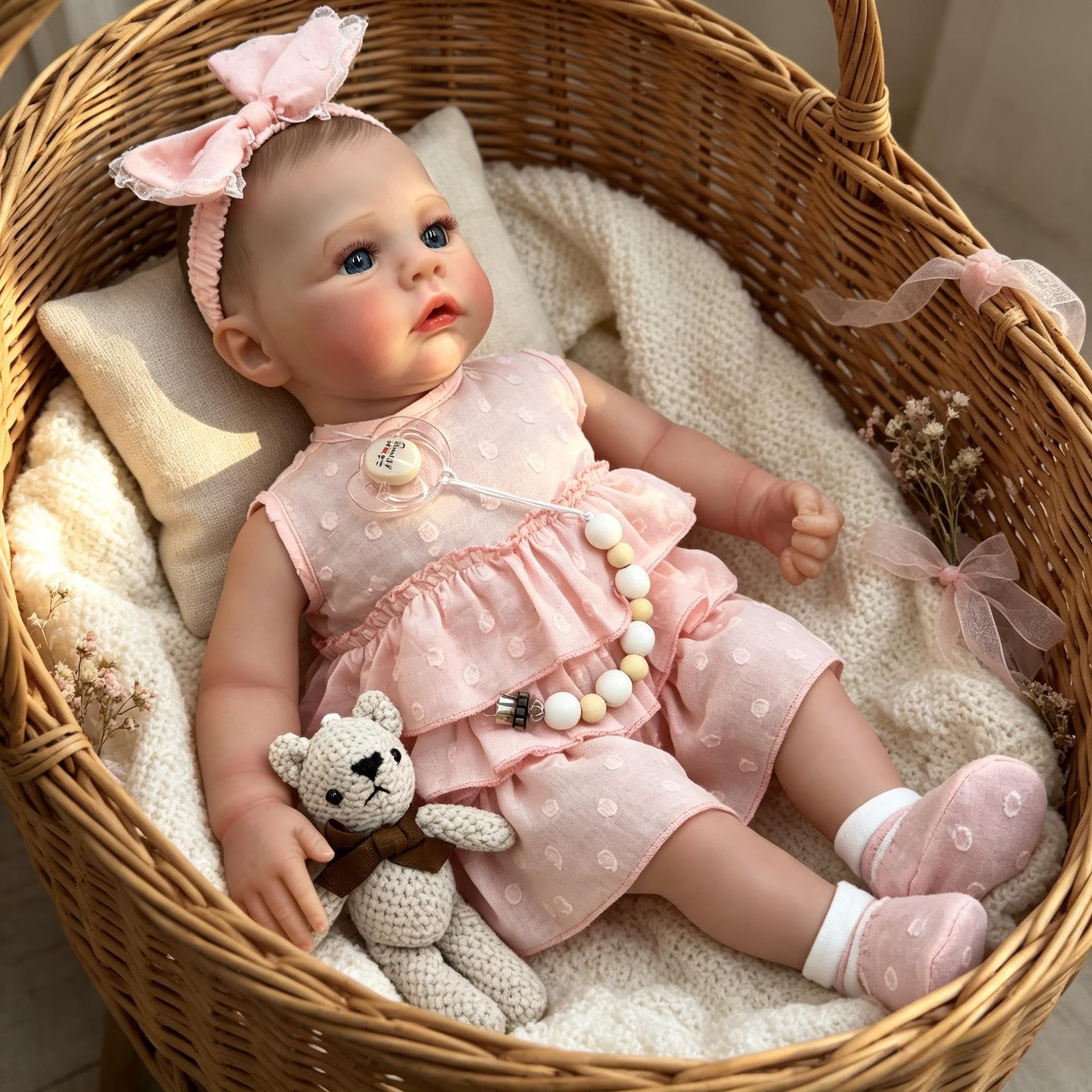 RXDOLL Reborn Baby Dolls silikonowe lalki na całe ciało, winylowe, 48 cm, realistyczna, anatomicznie poprawna, dziewczyna, prawdziwe życie, Reborn Dolls Full Silicone Baby Doll dla dziewczynek 3+
