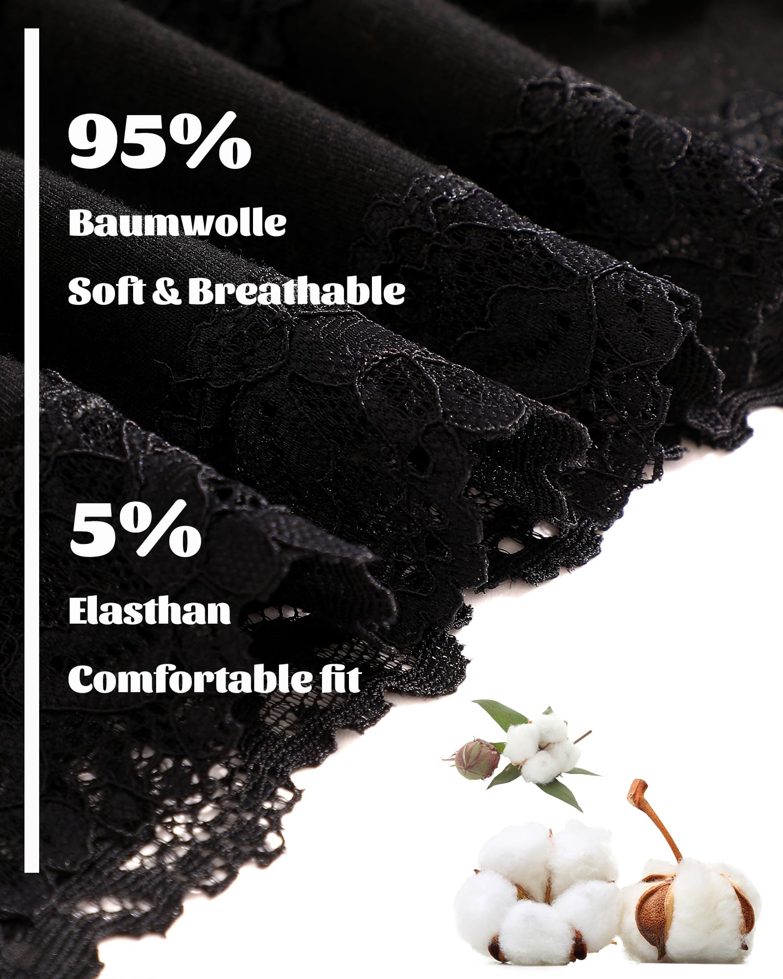 ALL OF SHE Mutande Brasiliana Donna Cotone Slip Pizzo Set Mutandine a Vita Bassa Intimo Seducente Culotte Underwear Pacco da 5