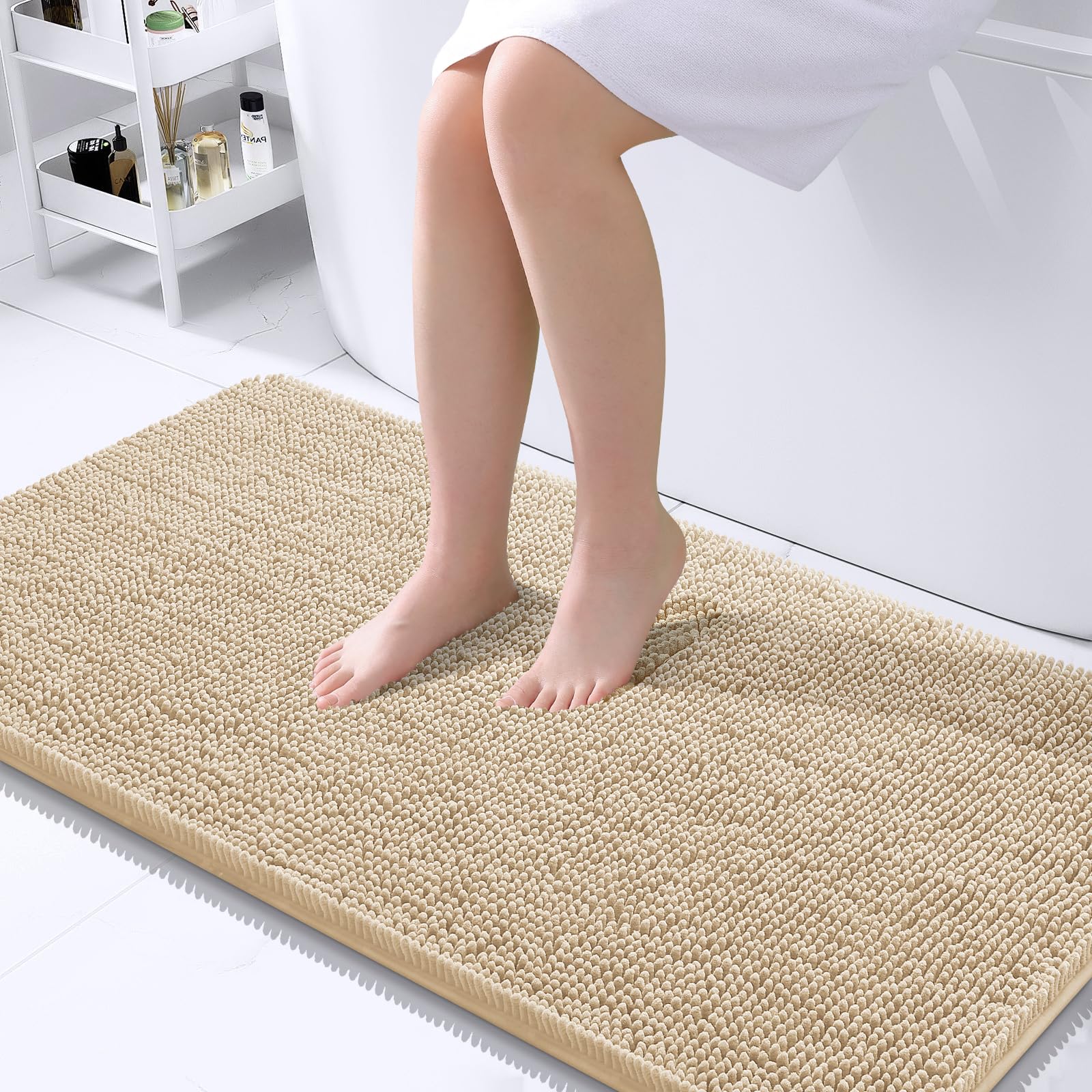 OLANLY Bathroom Rugs 40x24, Extra Soft Absorbent Chenille Bath Rugs, Rubber Backing Quick Dry, Machine Washable Bath Mats for Bathroom Floor, Tub and