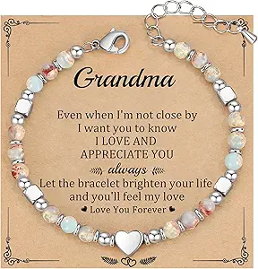 Christmas Gifts for Women, Stocking Stuffers for Teens Beaded Bracelets for Women Gifts for Mom Christmas Gift Mothers Day Gift for Grandma Daughter Bonus Mom Nature Stone Bead Bracelet Graduation Jewelry for Her 2026