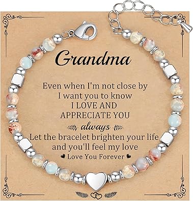 Christmas Gifts for Women, Stocking Stuffers for Teens Beaded Bracelets for Women Gifts for Mom Christmas Gift Mothers Day Gift for Grandma Daughter Bonus Mom Nature Stone Bead Bracelet Graduation Jewelry for Her 2026