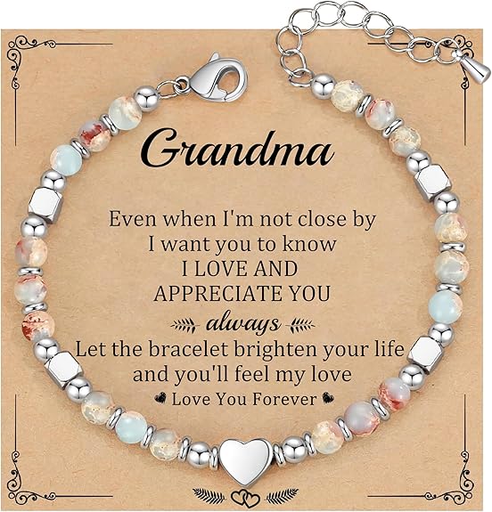 Christmas Gifts for Women, Stocking Stuffers for Teens Beaded Bracelets for Women Gifts for Mom Christmas Gift Mothers Day Gift for Grandma Daughter Bonus Mom Nature Stone Bead Bracelet Graduation Jewelry for Her 2026