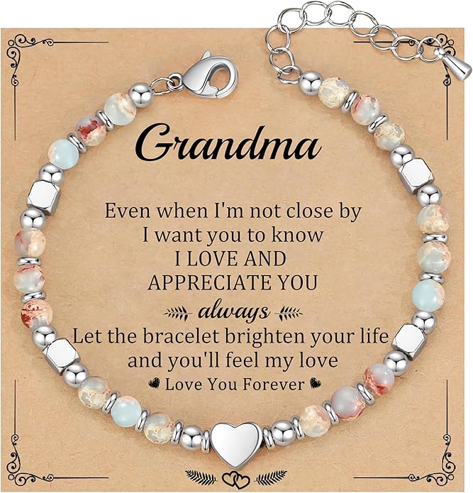 Christmas Gifts for Women, Stocking Stuffers for Teens Beaded Bracelets for Women Gifts for Mom Christmas Gift Mothers Day Gift for Grandma Daughter Bonus Mom Nature Stone Bead Bracelet Graduation Jewelry for Her 2026
