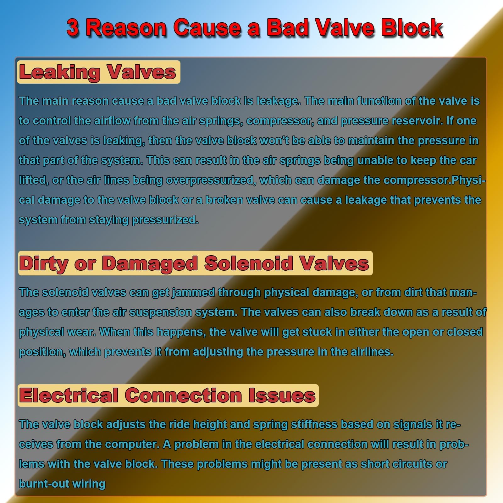 Amazon.com: Ensun 2123200358 Air Ride Suspension Solenoid Valve  