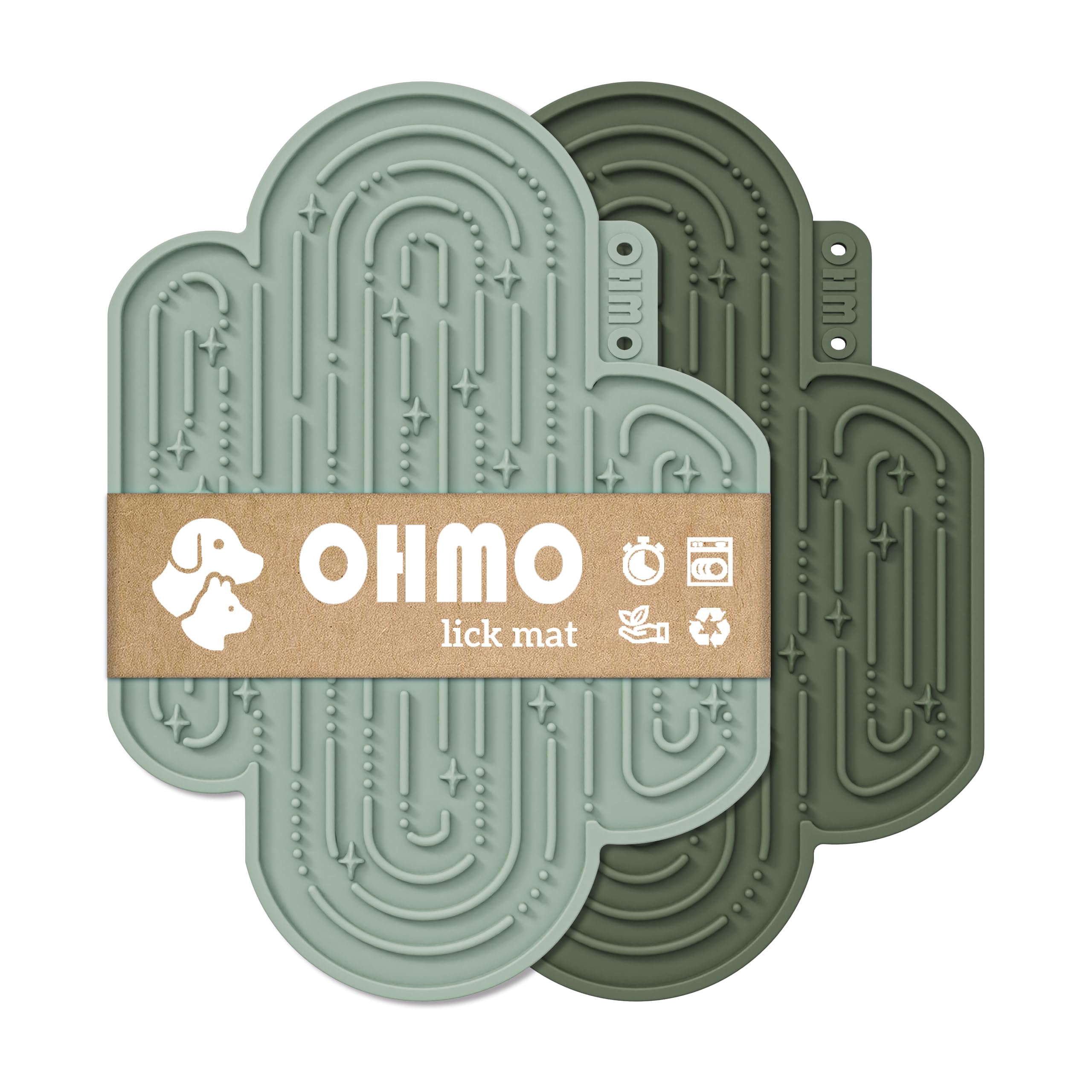 OHMO Licky Mats for Dogs and Cats 2 Pcs Cactus Silicone Lick Mats with Suction Cups for Pet Anxiety Relief, Dog Slow Feeding(Cactus&Light Green) — image 1