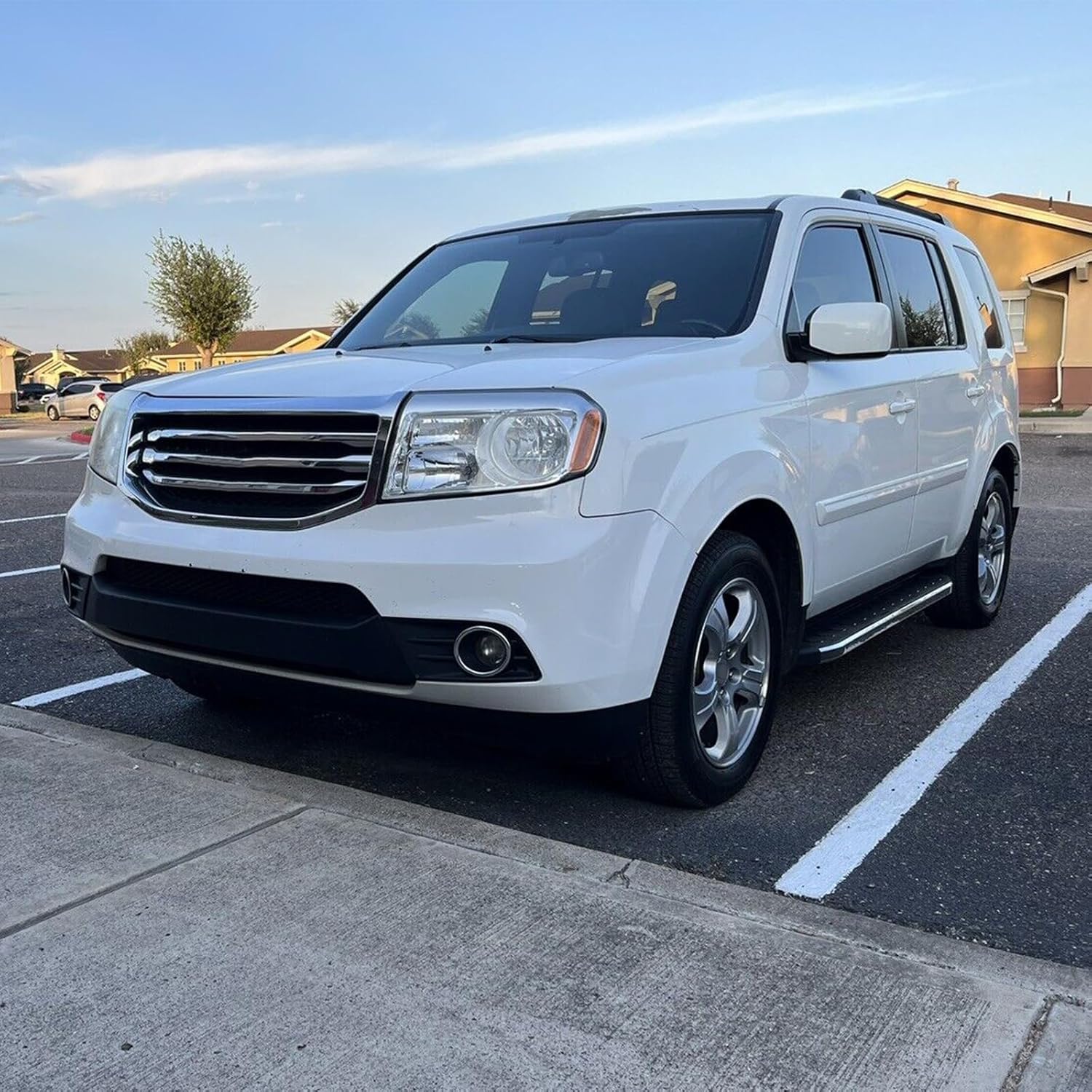 Running Boards Compatible with 2009-2015 Honda Pilot, Factory Style Black & Silver Aluminum Side Step Bars by IKON MOTORSPORTS, 2010 2011 2012 2013 2014