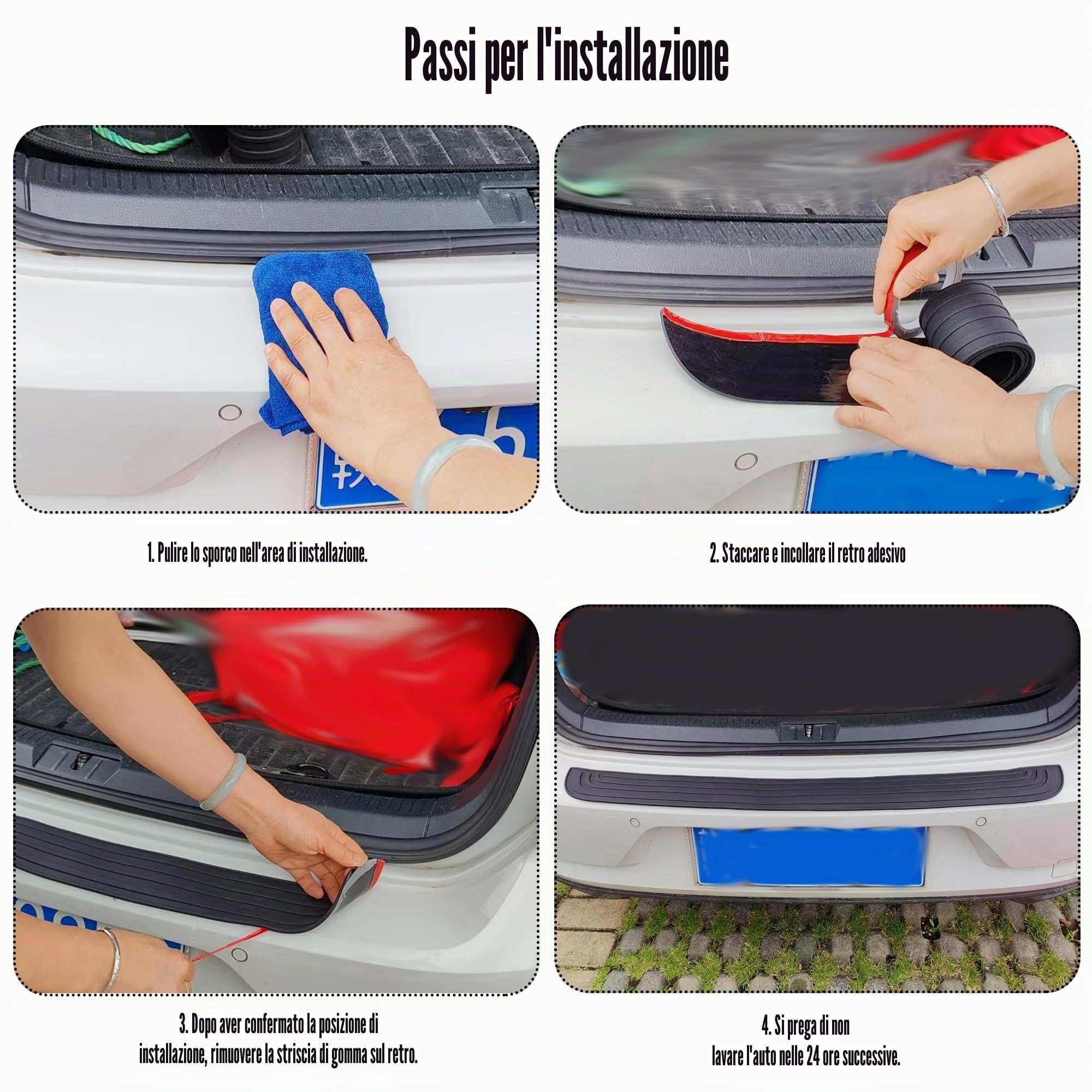 Protezione Paraurti Posteriore in Gomma Autoadesiva 90x7cm – Antigraffio Universale per Auto, SUV, Pickup e Camion | Installazione Istantanea, Compatibile con Tutte le Auto