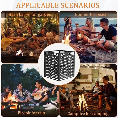 Miniatura 6 de Barril de combustión de 63 galones para residuos de patio, tambor incinerador resistente al aire libre con jaula de quemado, revestimiento