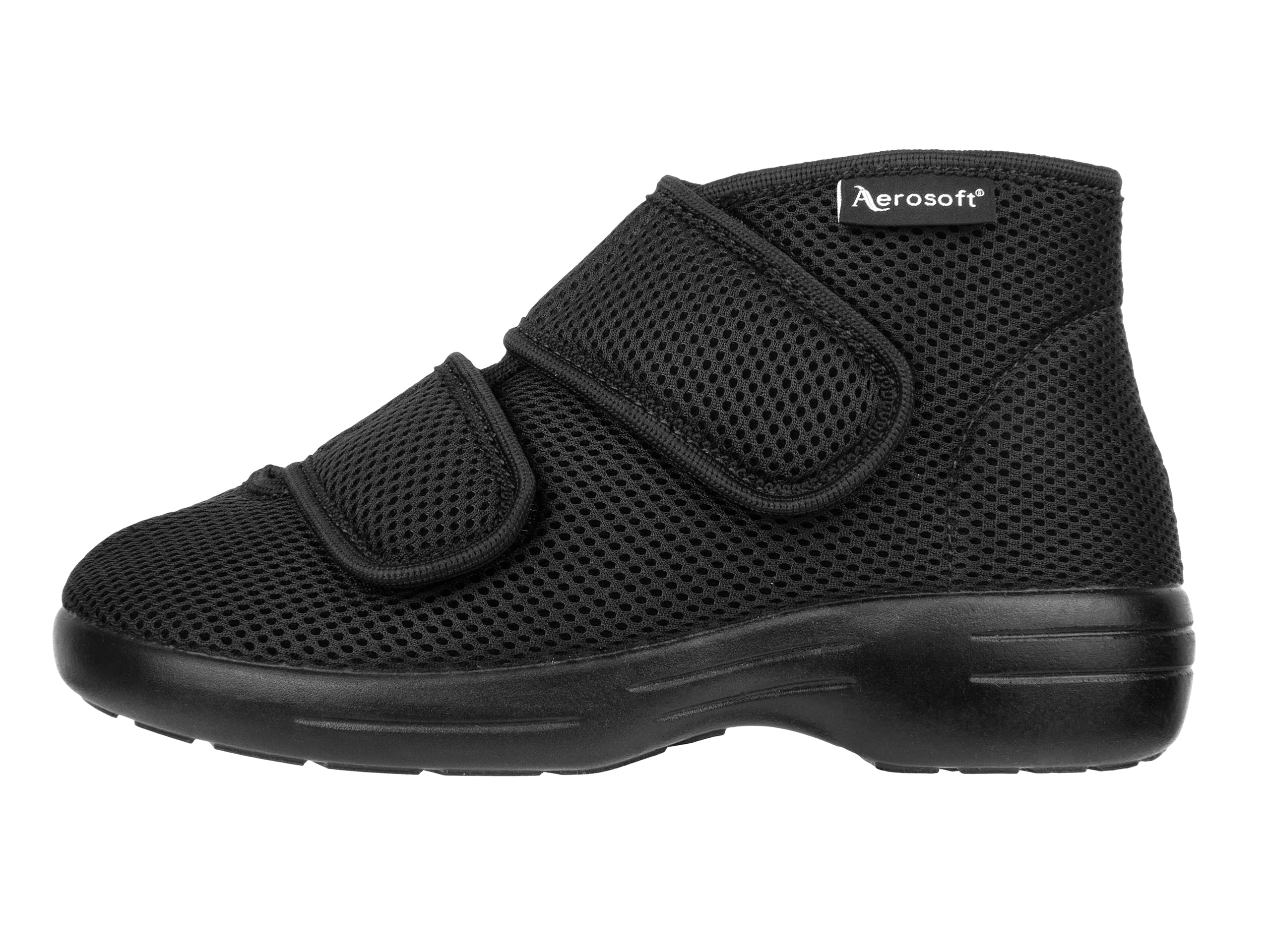 Aerosoft Reha-Stiefel Stretch 21 für Damen und Herren mit Klettverschluss | Weit öffnender, leichter Klett-Hausschuh mit Stretchmaterial, atmungsaktiv, weicher Dämpfung und rutschhemmender Sohle.