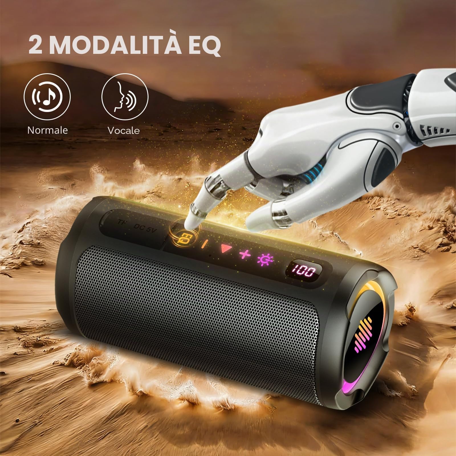2026 Cassa Bluetooth 5.4 Potente 20W, Doppio Driver Basso, 20H Autonomia,TF | Casse Bluetooth Portatile con 2 EQ Modalità+Display Digitale, 7 RGB,Accoppiamento TWS,Altoparlante Bluetooth da Esterno Feste