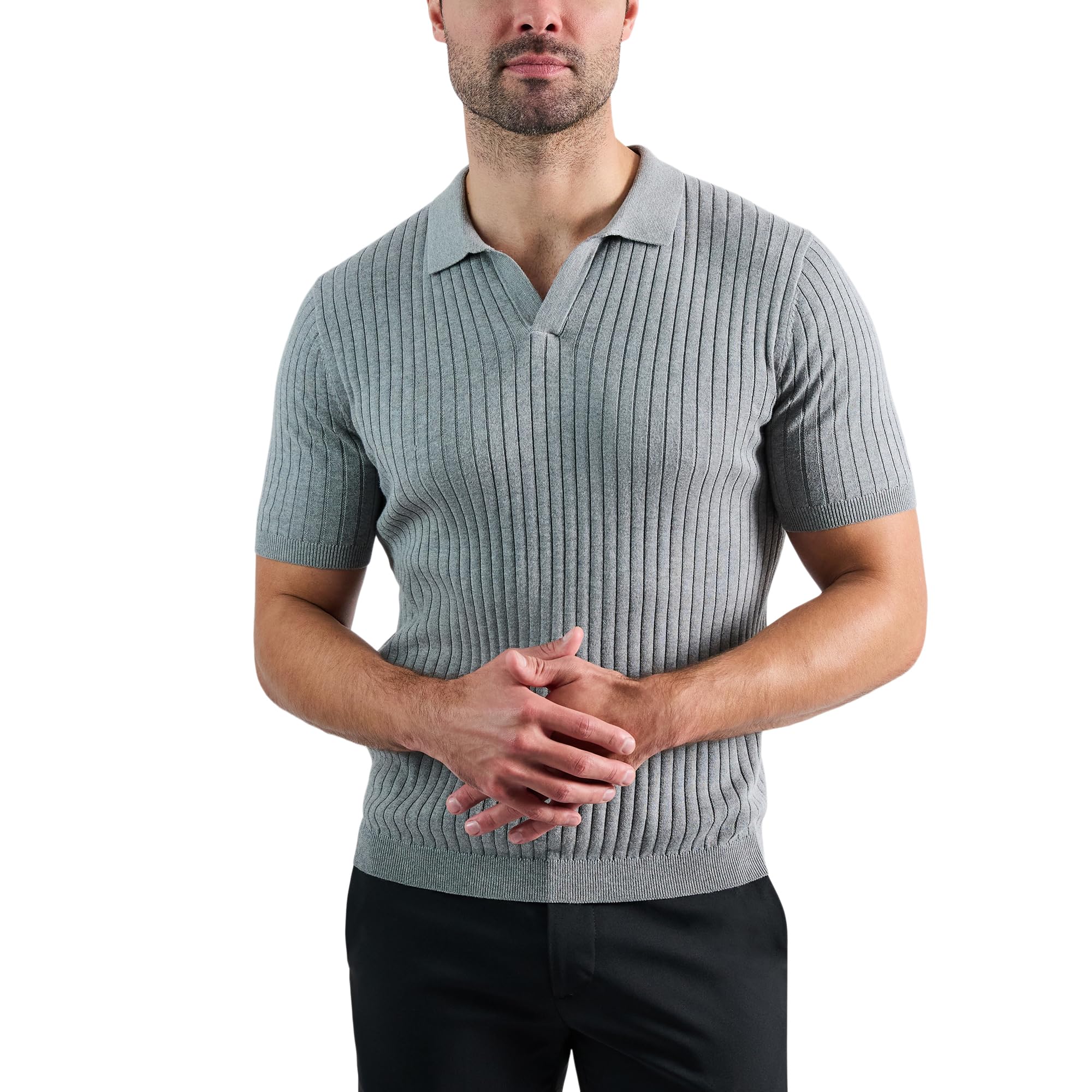 Haggar Men's Premium Ribbed Knit Short Sleeve Sweater Polo Shirt – Regular and Big & Tall Sizes