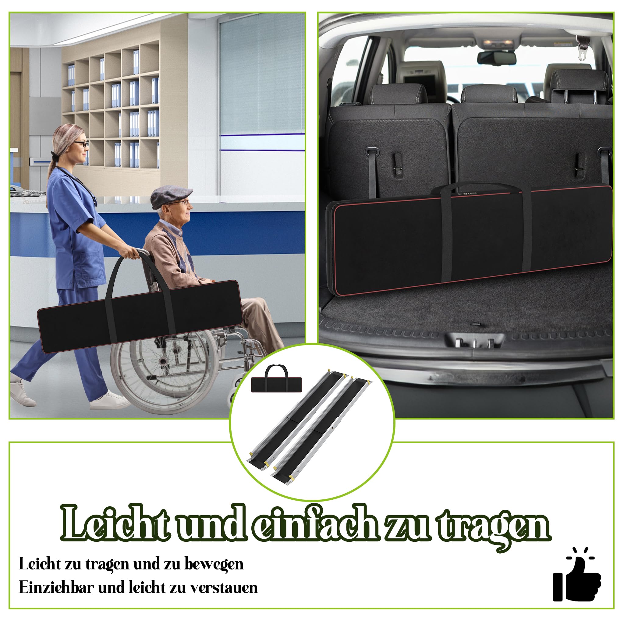 XMTECH Rampa telescópica de aluminio con revestimiento antideslizante y bolsa de almacenamiento, rampa de carga ajustable con 300 kg, para escaleras, obstáculos, casa, pasos