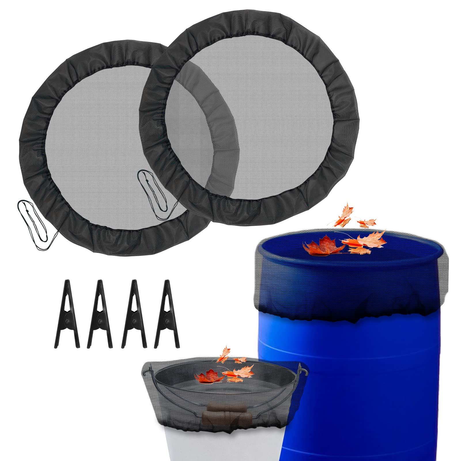 3x Regentonnennetze 60cm - Schwarze Schutznetze Für Regentonnen Bis 50cm Öffnung