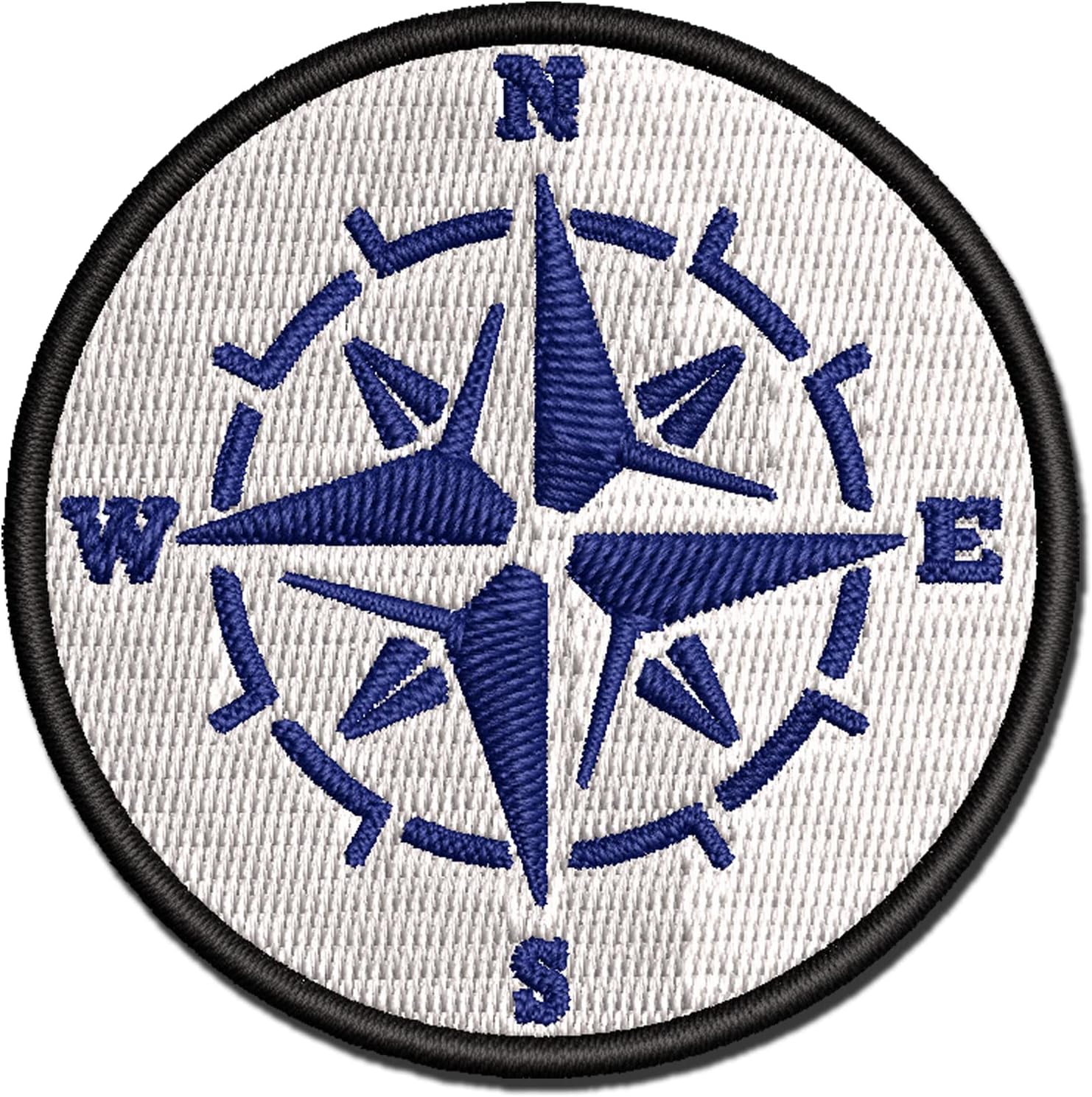 Vintage Nautical Compass Rose Multi-Color Embroidered Iron-On Patch Applique - Large 3.5 Inch