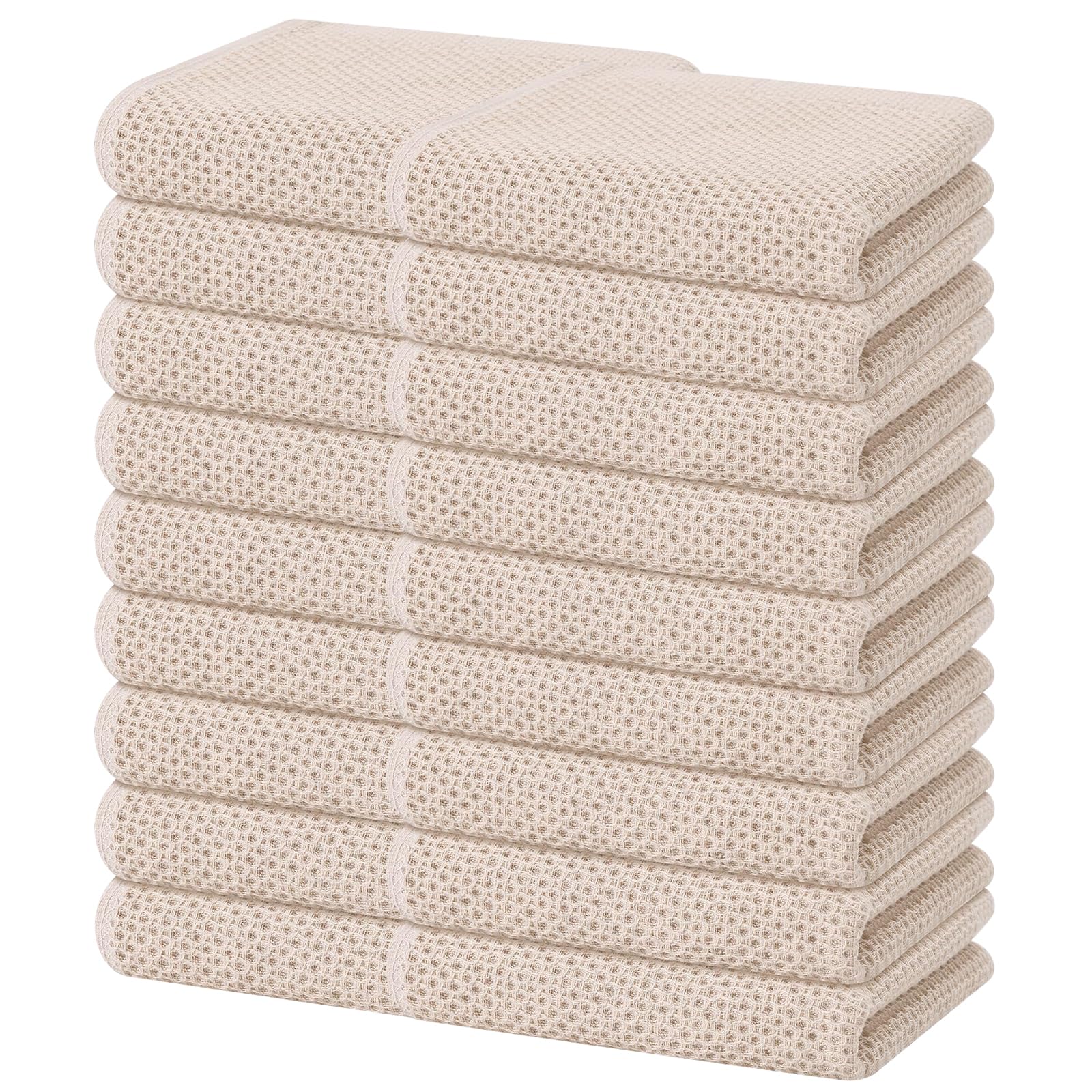Homaxy 100% Cotton Waffle Weave Kitchen Dish Towels 18-Pack, Beige