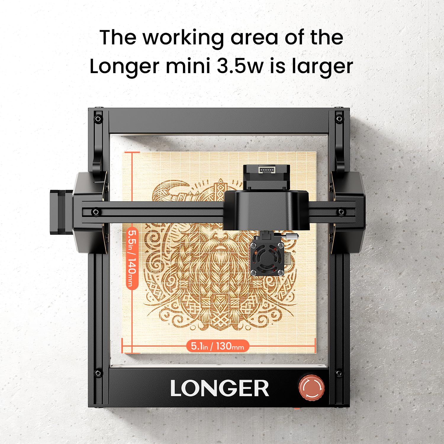 LONGER Ray5 mini gravure laser, Graveur laser CNC 3,5W haute vitesse avec Wi-Fi, arrêt d'urgence, pour gravure sur bois, métal, acrylique et cuir, zone de travail 140 × 130 mm | LONGER Ray5 mini gravure laser