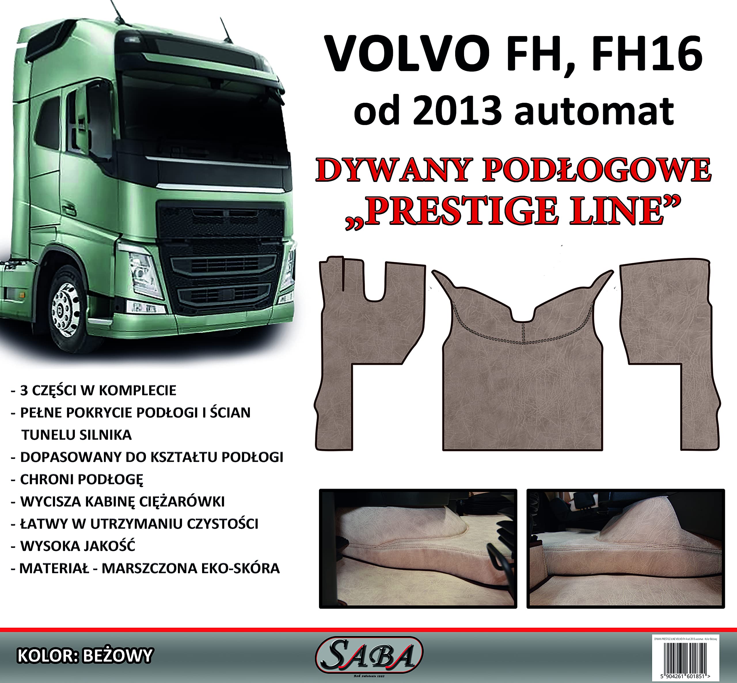 Tappetini per Camion per VOLVO FH 4, FH16 dal 2013 Beige Realizzati in ecopelle, 2 cassetti - Accessori interni per camion - Accessori in schiuma comfort