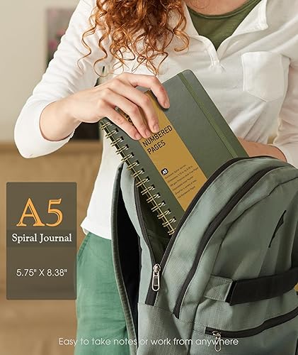 Miniatura 3 de Cuaderno de espiral rayado, diario A5 de tapa dura para mujeres y hombres, 150 páginas numeradas, cuaderno encuadernado en espiral, cuadernos
