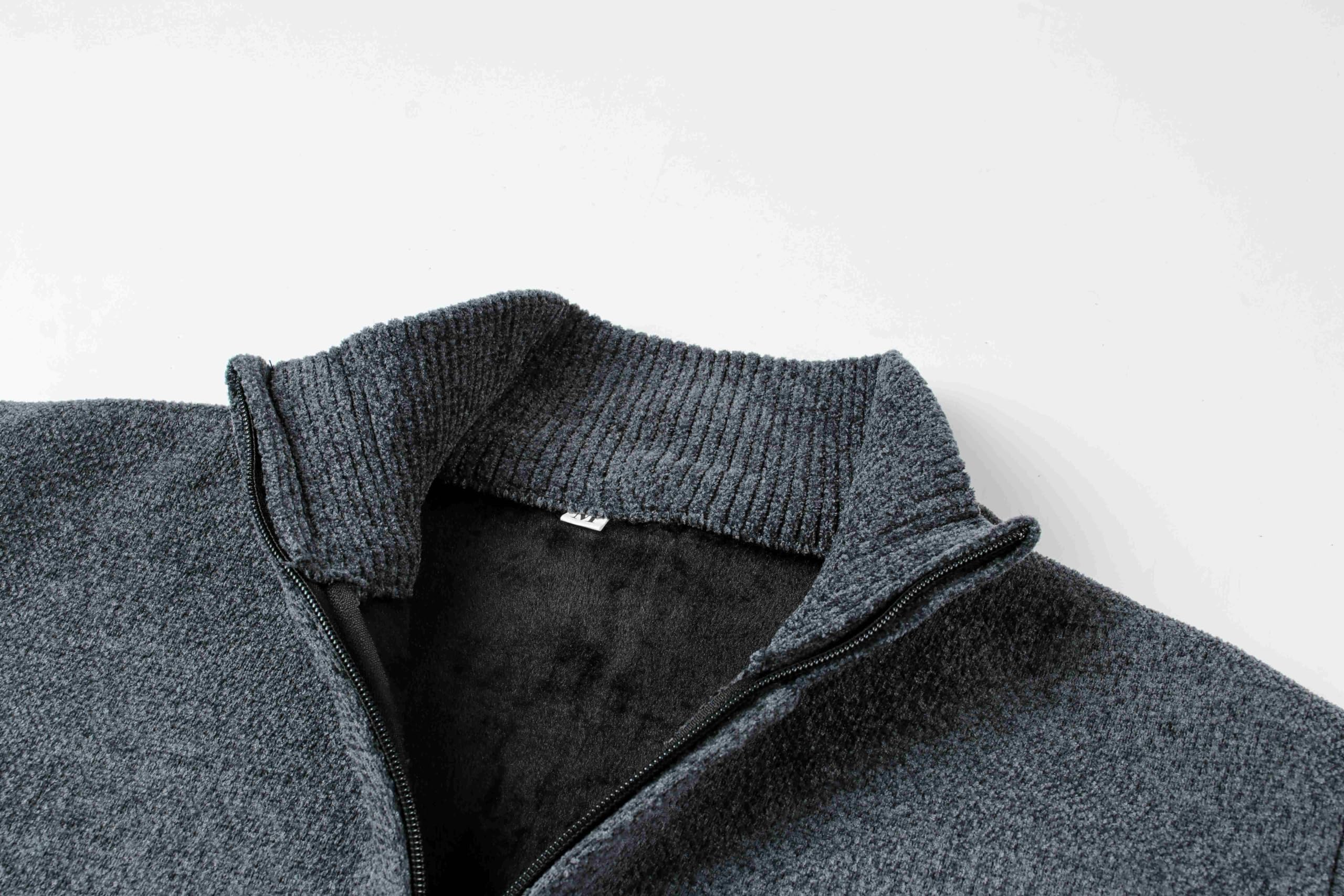 Cárdigan de Hombre Cuello Alto Forro Polar Invierno Cremallera Casual
