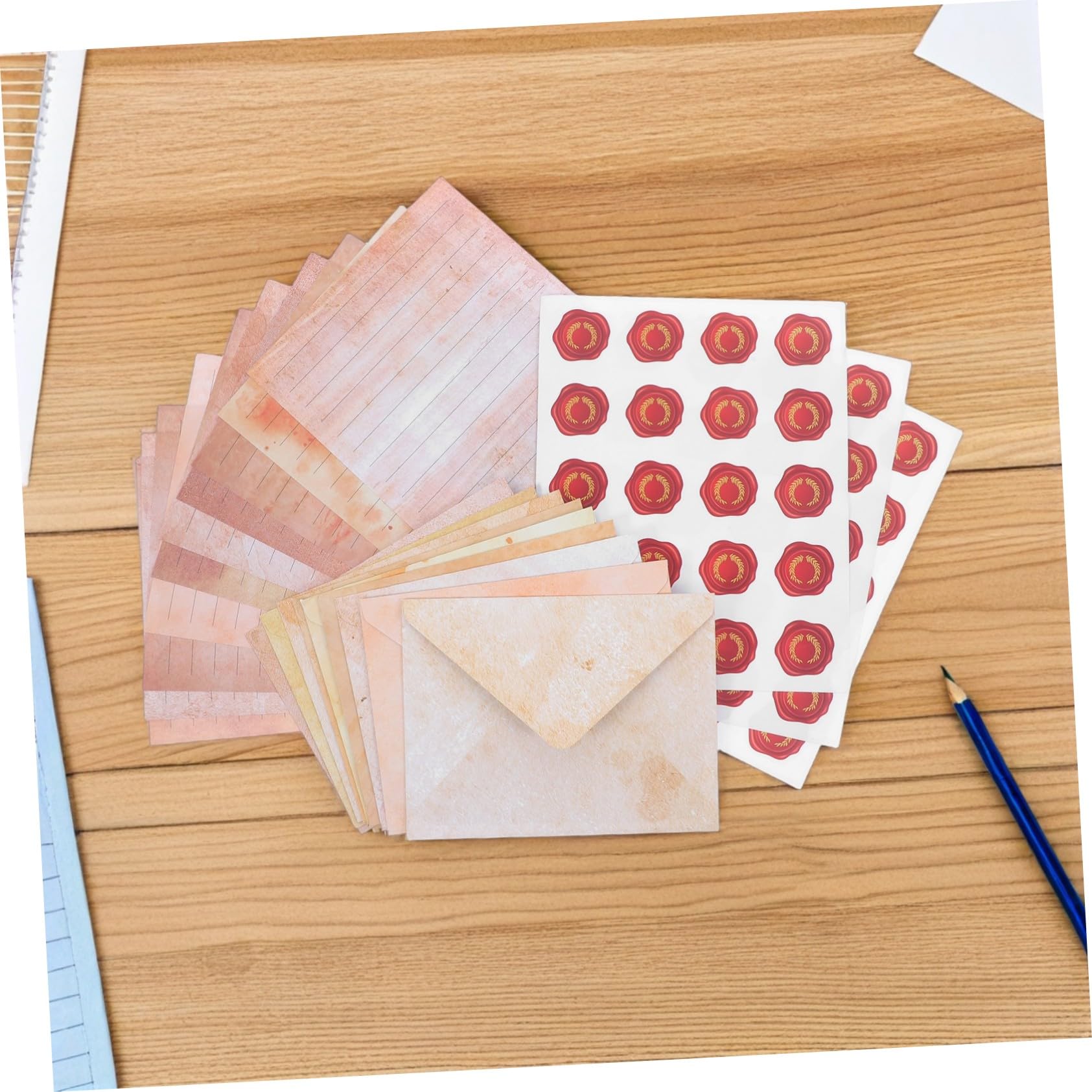 Vintage Briefpapier Satz 100 Satz mit Umschlägen und Stickern