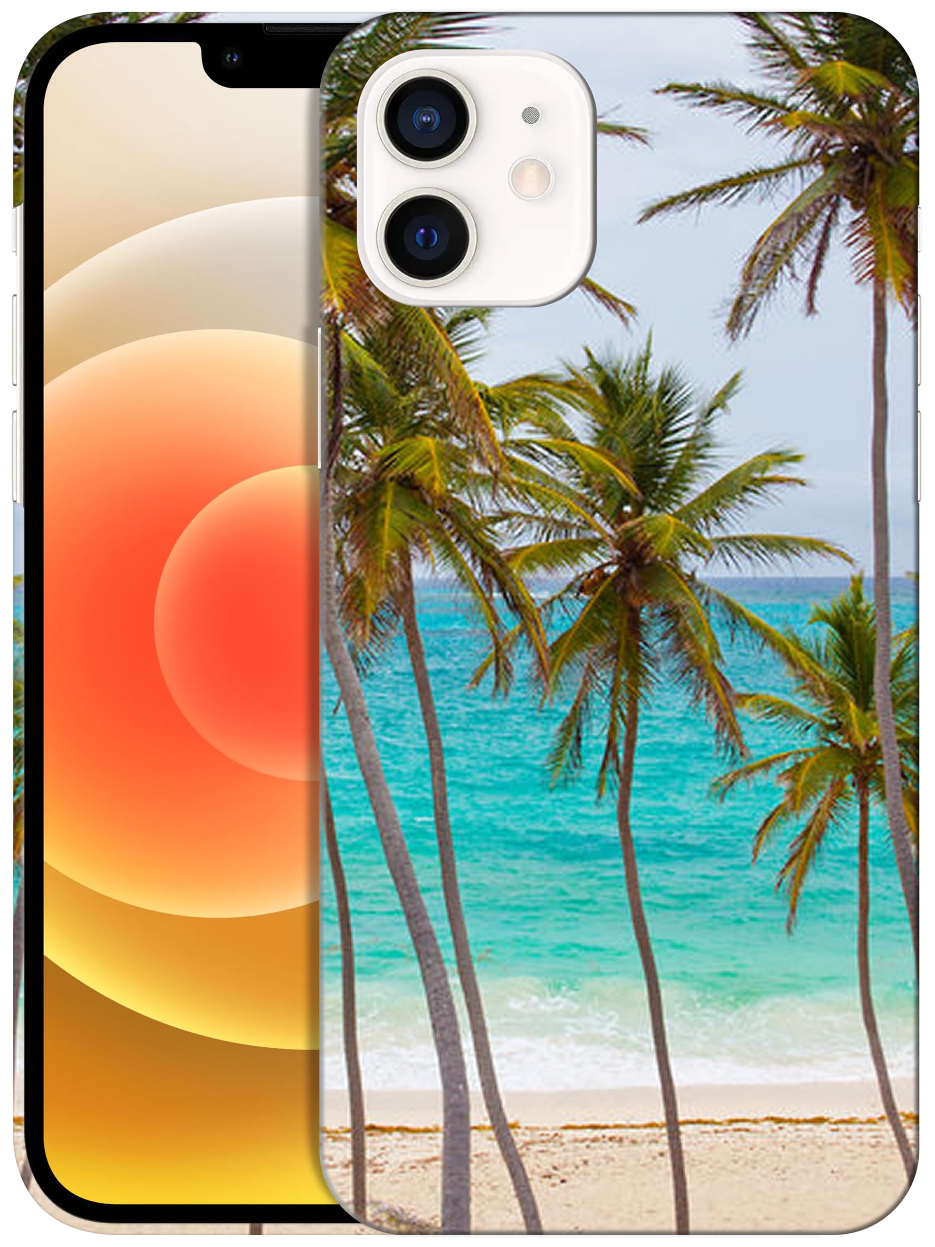 GlamCase for iPhone 12/12 Pro, iPhone 12/12 Pro Case - Tropical Palm Tree On Beach Printed Cute Slim Fit Hard Plastic Protective Designer Back Case/