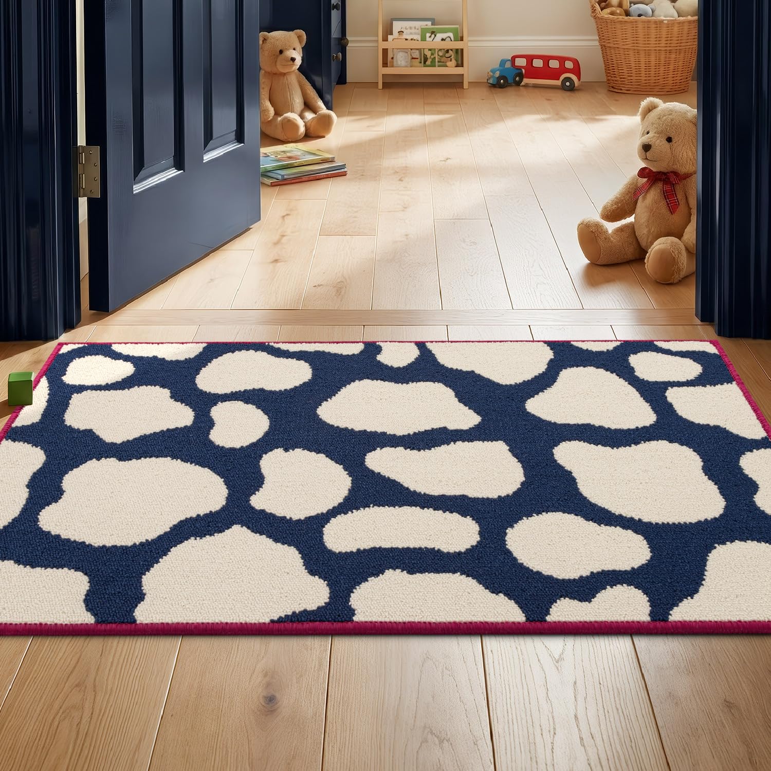 Biscpro Dirt Trapper Indoor Doormat,60x90cm Welcome Door mat,Non Slip Backing Washable Door Mats,Absorbent and Resistant Low-Profile Entrance Inside Floor Mat for Front Back Door and Entryway(Blue)