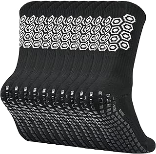 ouhos 5 pares de calcetines de fútbol para hombre 43-46 antideslizantes antideslizantes calcetines de fútbol calcetines deportivos calcetines de fútbol calcetines de baloncesto calcetines negros