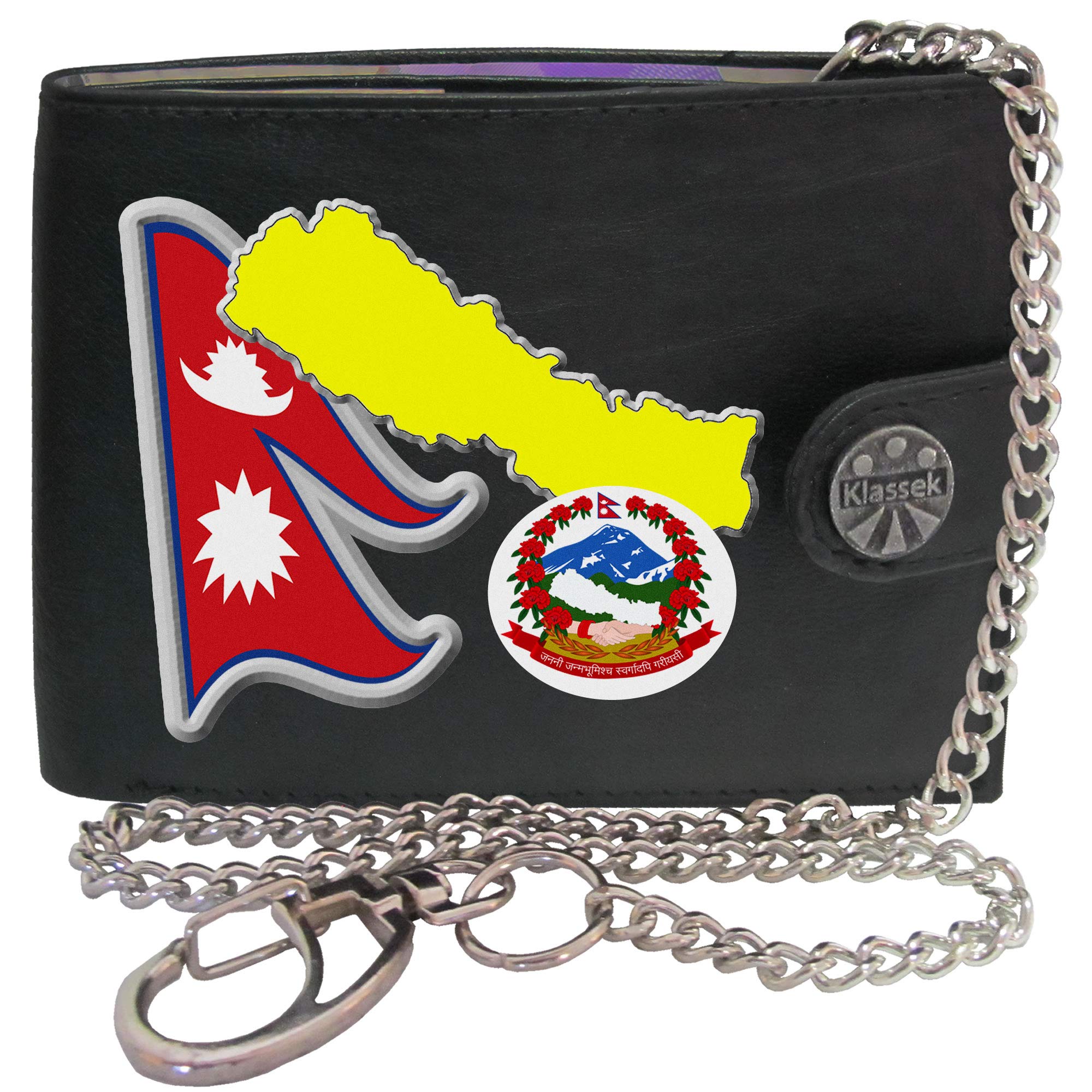 Buy Nepal Nepali and Coat of Arms COA KLASSEK Mens Wallet with Chain