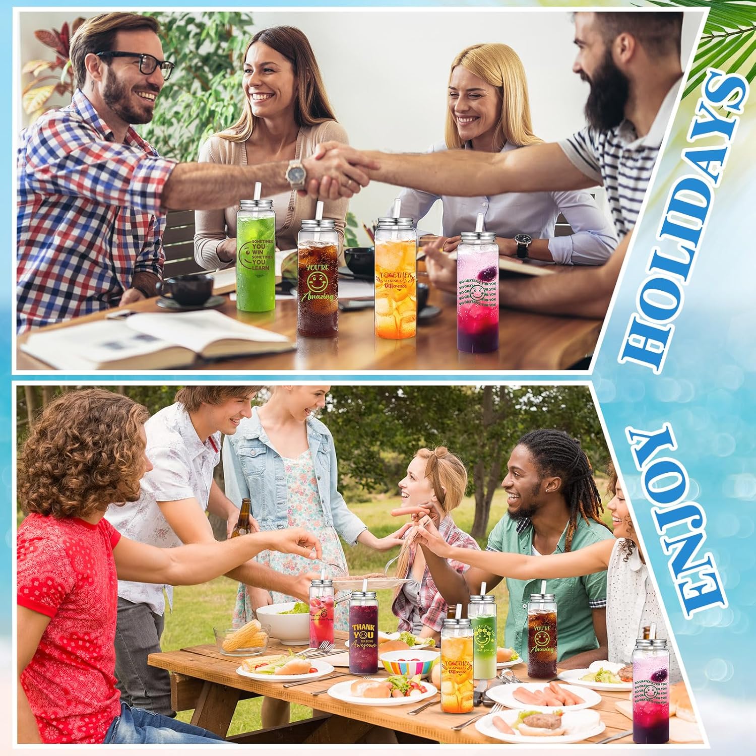 Skylety 24 Pcs Employee Appreciation Gifts Thank You Plastic Cups with Lids Straw 17 oz Reusable Acrylic Skinny Tumblers Smile Face Valentines Appreciation Gift for Coworker Staff Teachers Nurses Team - Image 6